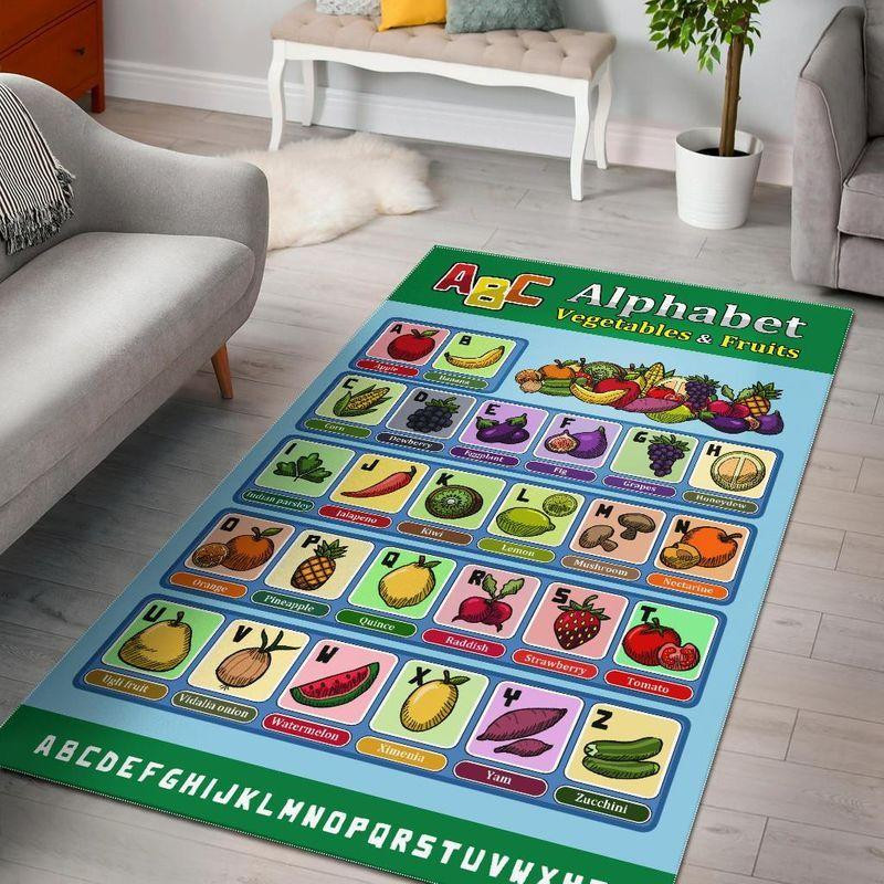 Food Alphabet Area Rug Chrismas Gift - Indoor Outdoor Rugs