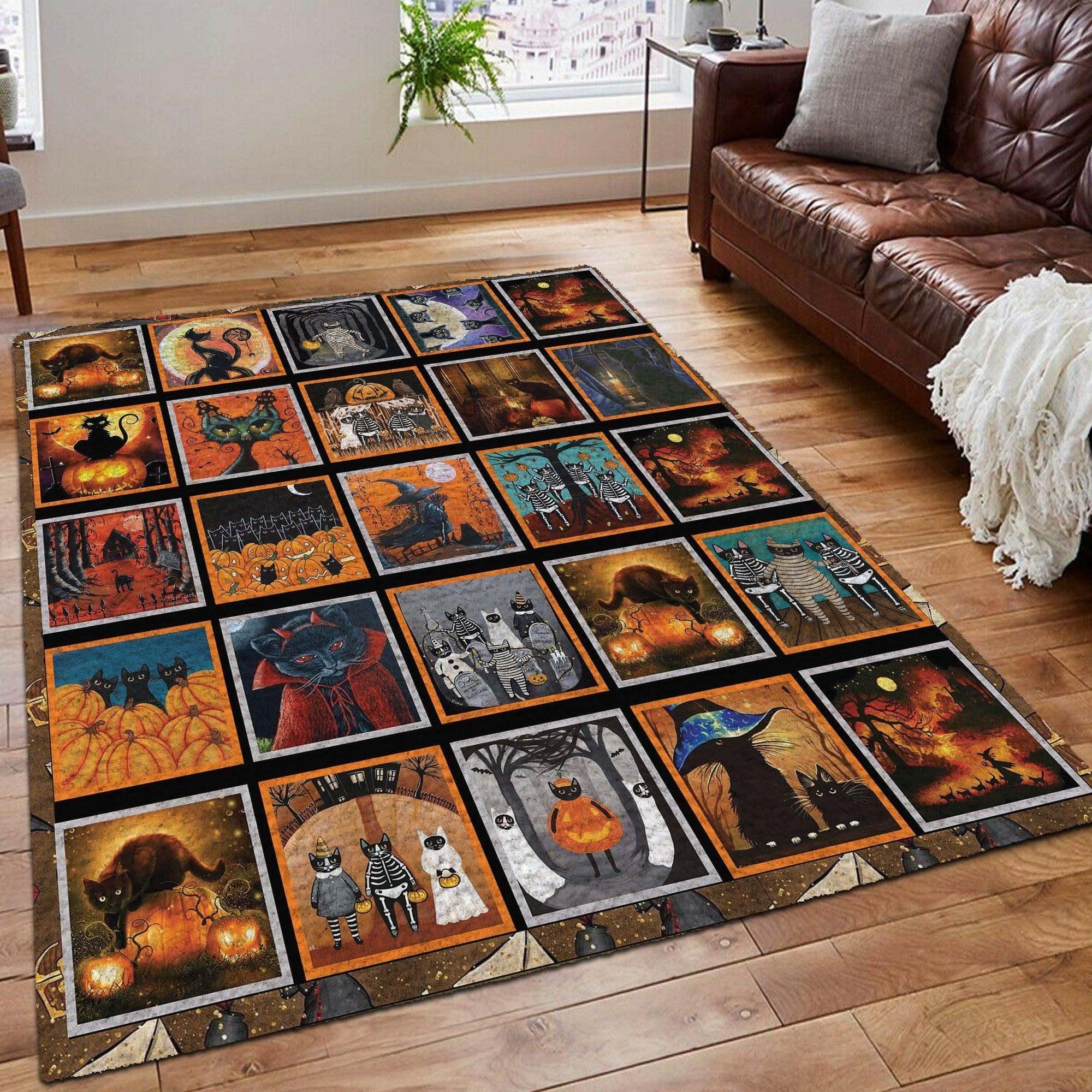 Cat And Halloween So Cool Rug Chrismas Gift - Indoor Outdoor Rugs