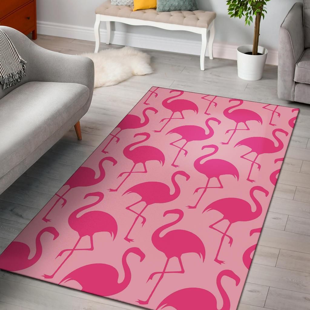 Pink Flamingo Pattern Area Rug Chrismas Gift - Indoor Outdoor Rugs