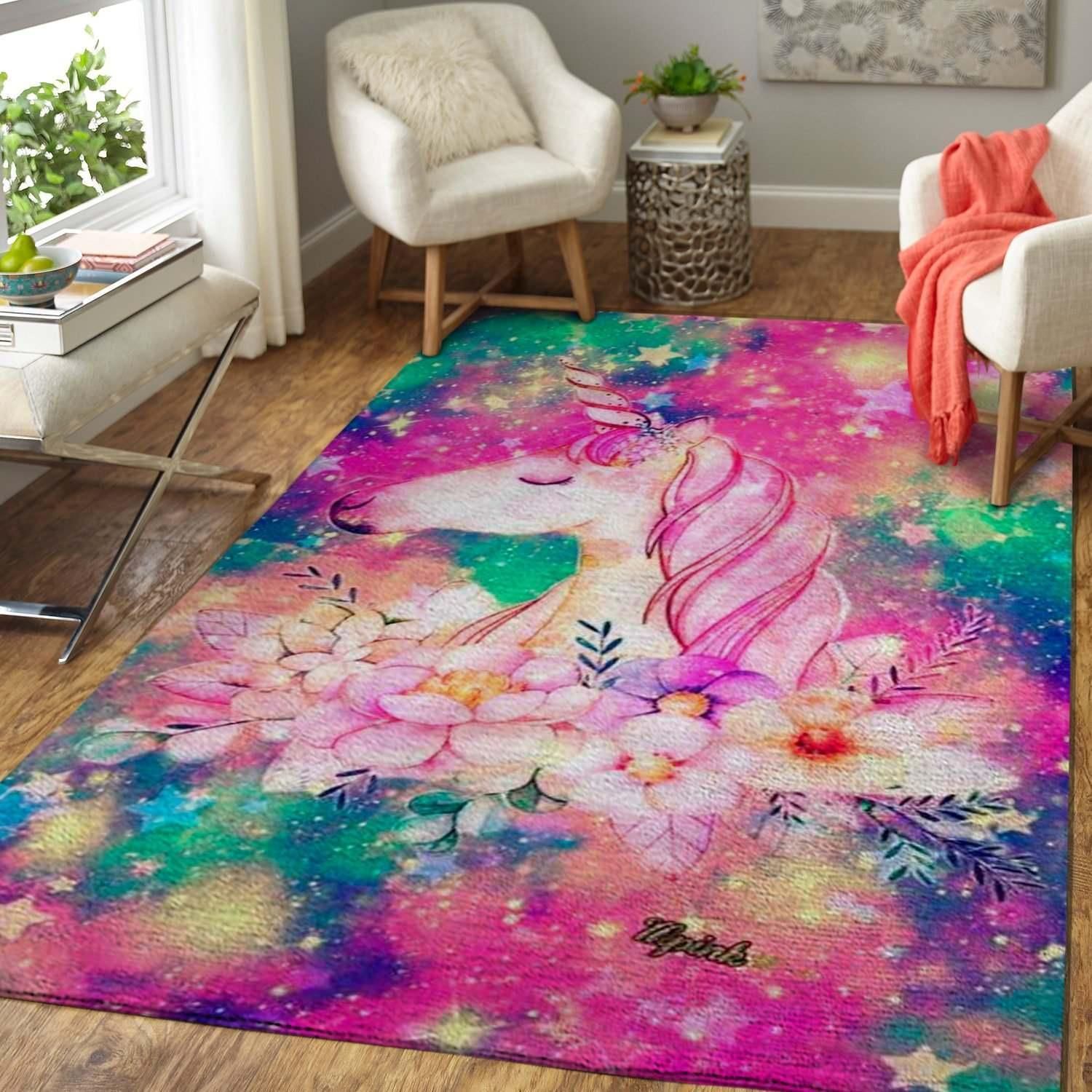 Pink Unicorn Area Rug Chrismas Gift - Indoor Outdoor Rugs