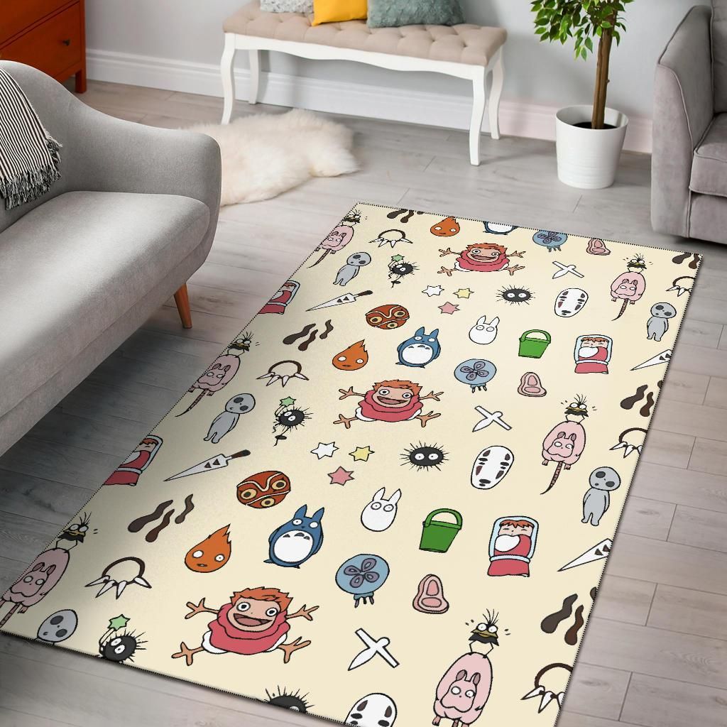 Ghibli Doodle Pattern Area Rug Chrismas Gift - Indoor Outdoor Rugs