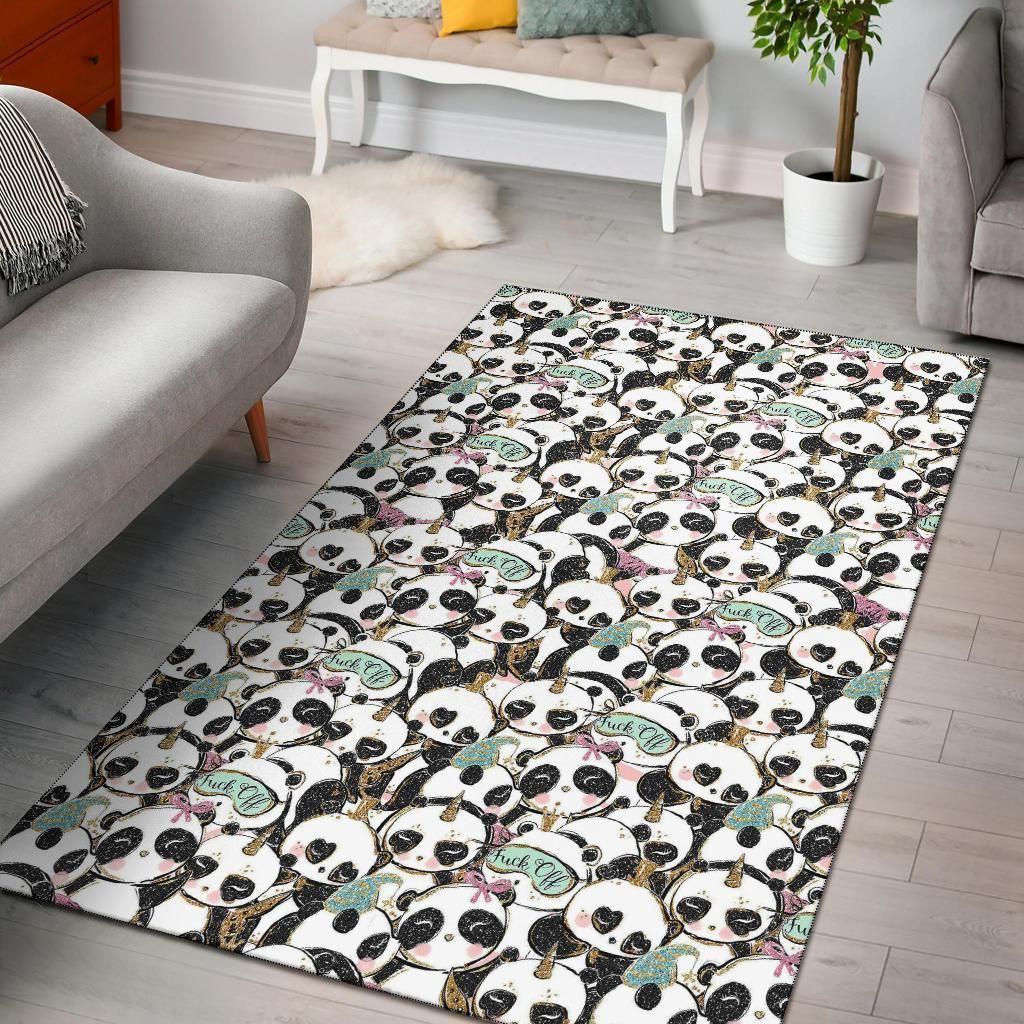 Cute Panda Fuck Off Area Rug Chrismas Gift - Indoor Outdoor Rugs