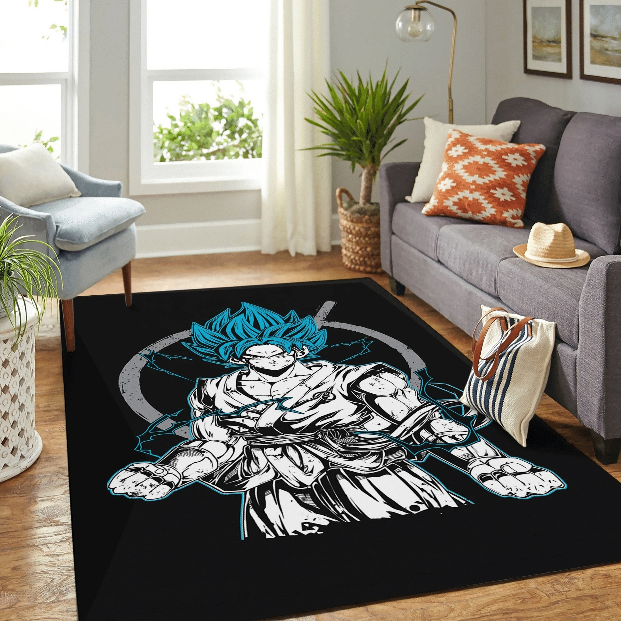 Goku Vegeta Blue Carpet Rug Chrismas Gift - Indoor Outdoor Rugs