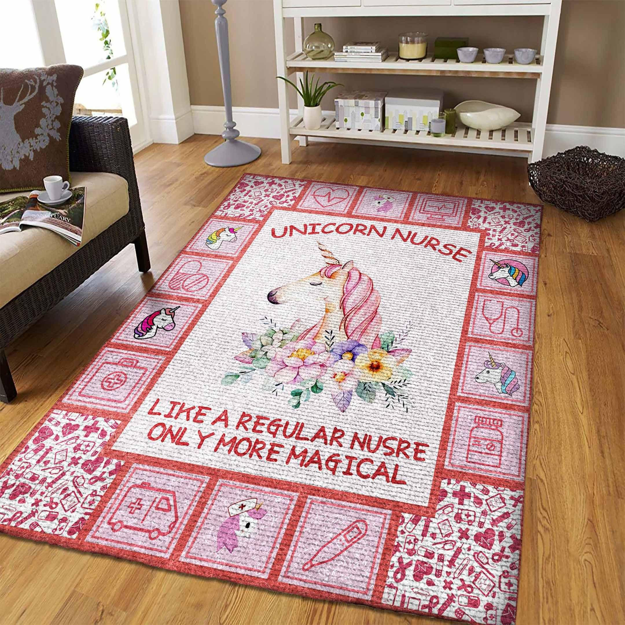 Unicorn Nurse Rug Chrismas Gift - Indoor Outdoor Rugs