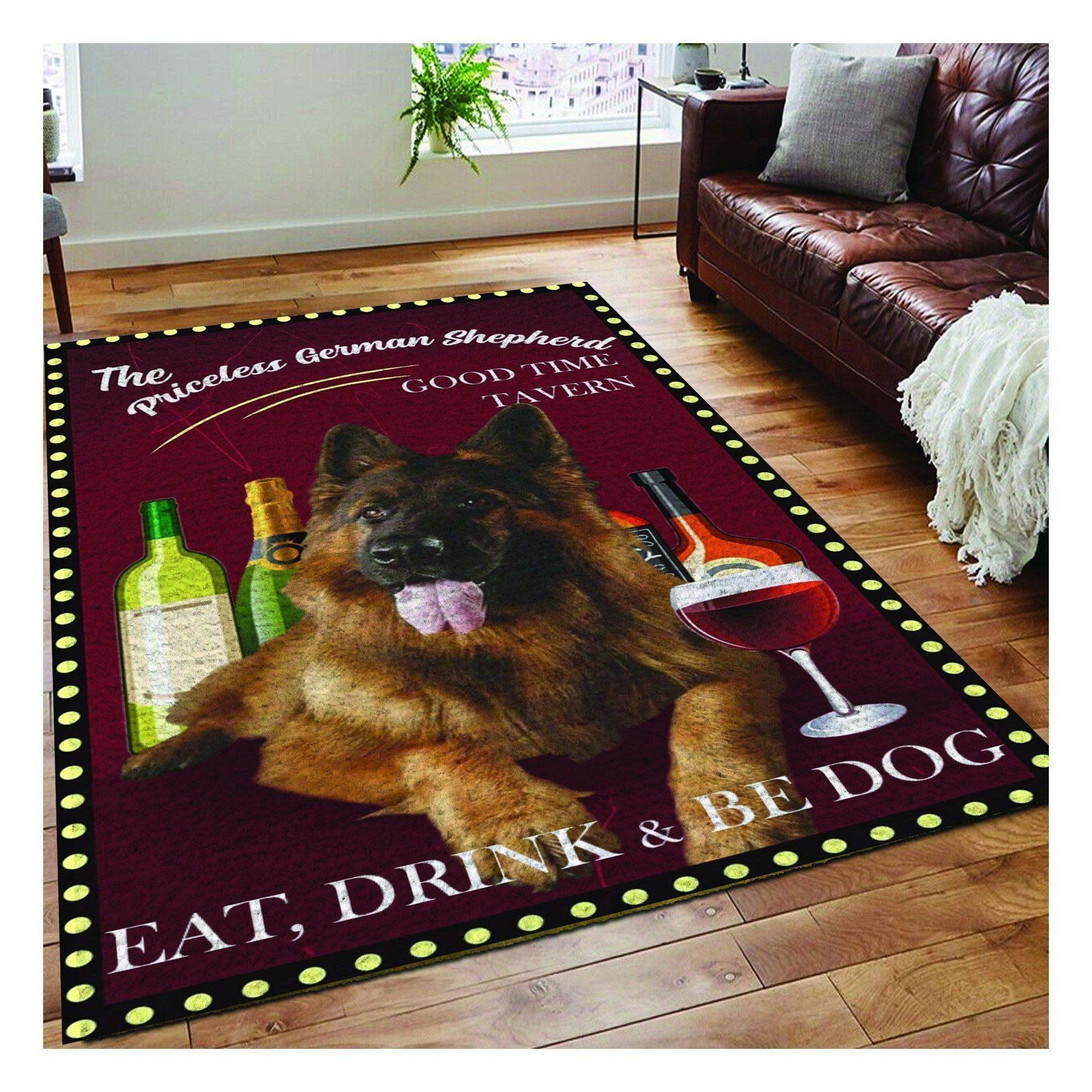 Germanshepherd And Wine Rug Chrismas Gift - Indoor Outdoor Rugs