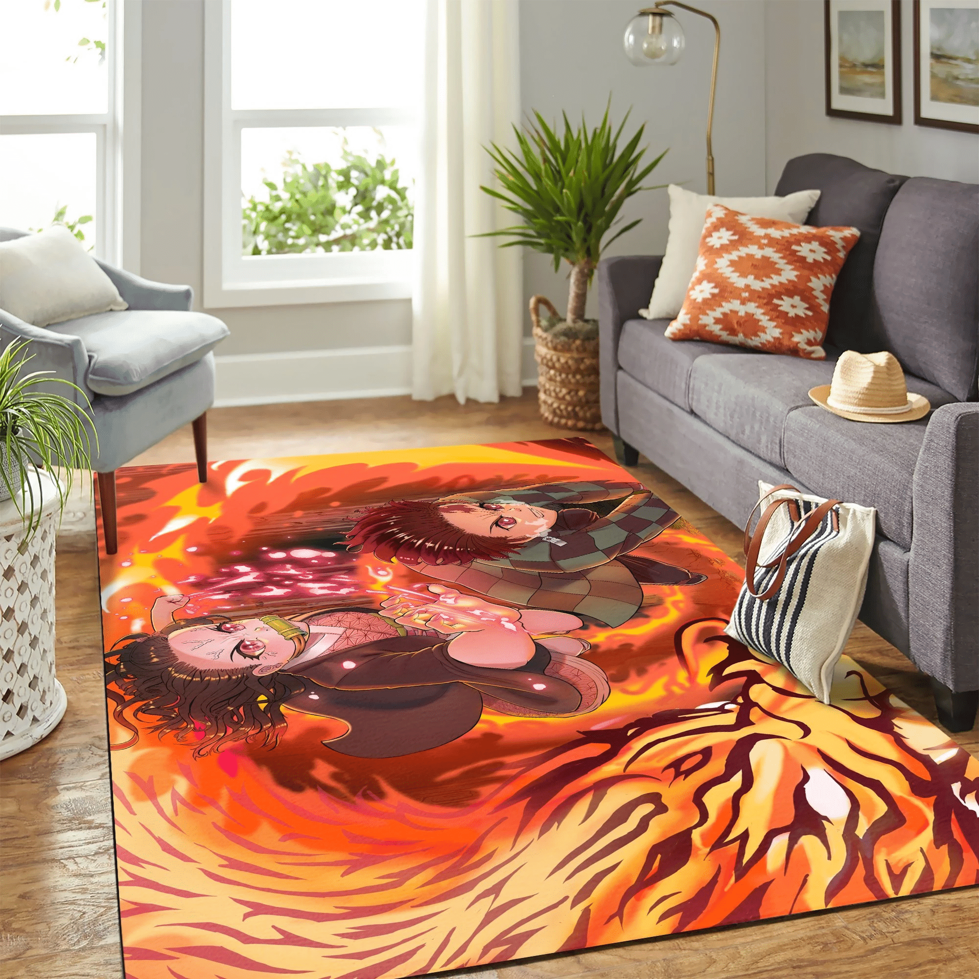 Kimetsu No Yaiba Fire Carpet Floor Area Rug Chrismas Gift - Indoor Outdoor Rugs