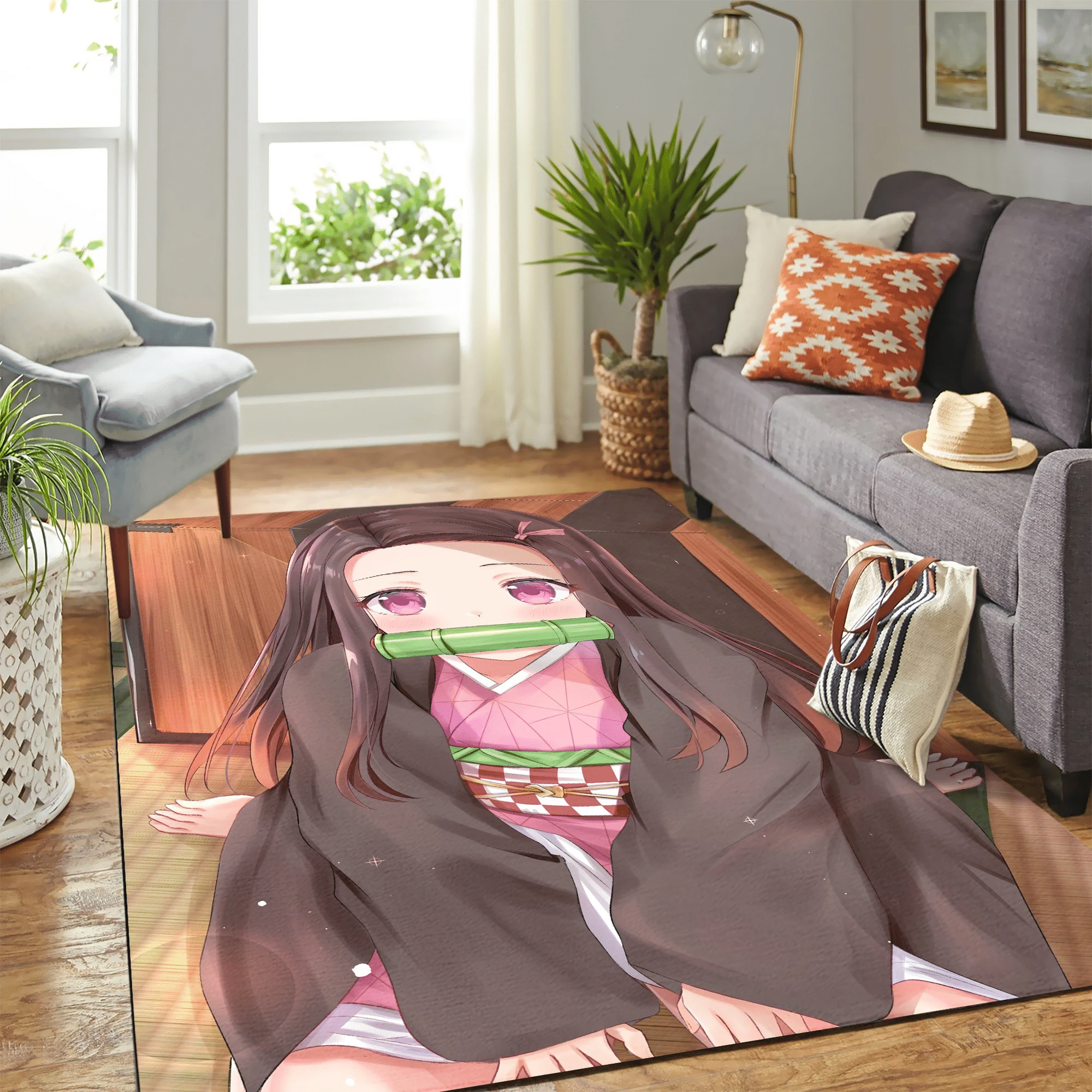 Kamado Nezuko Kimetsu No Yaiba Carpet Floor Area Rug Chrismas Gift - Indoor Outdoor Rugs