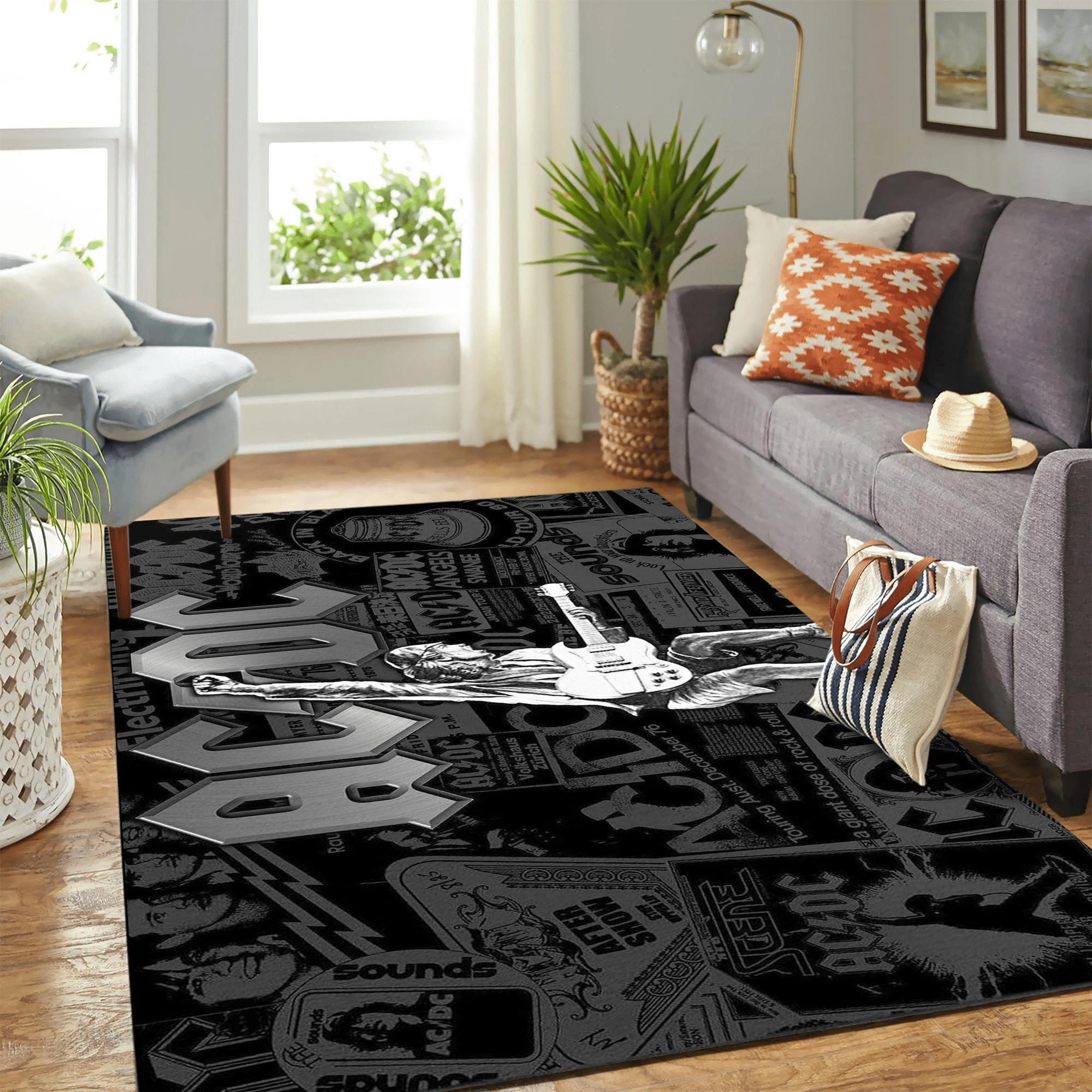 Acdc Dark Carpet Floor Area Rug Chrismas Gift - Indoor Outdoor Rugs