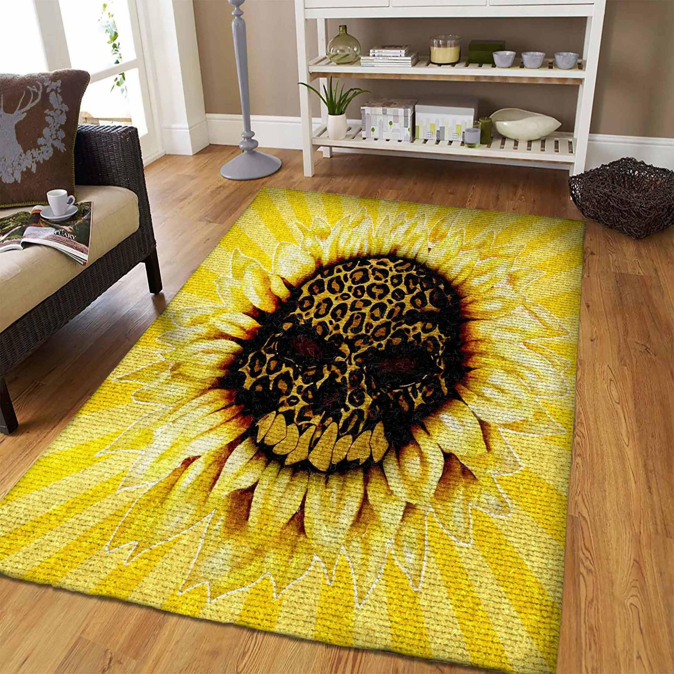 Sunflower Skull Rug Chrismas Gift - Indoor Outdoor Rugs