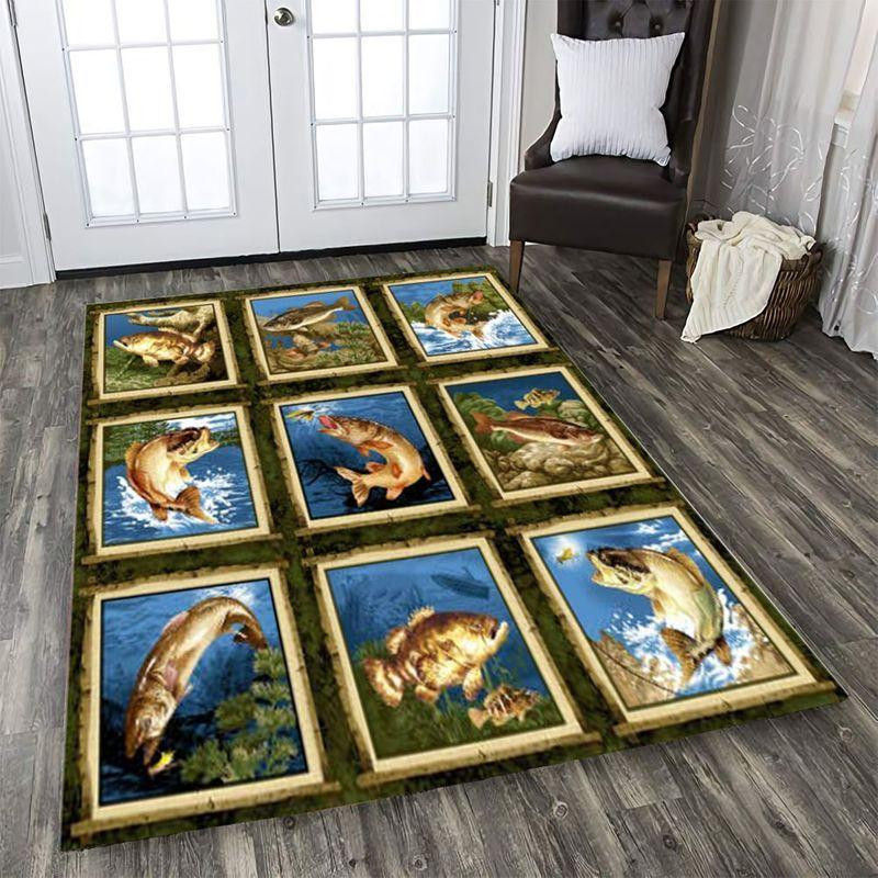 Kinds Of Fishes Rectangle Rug Chrismas Gift - Indoor Outdoor Rugs