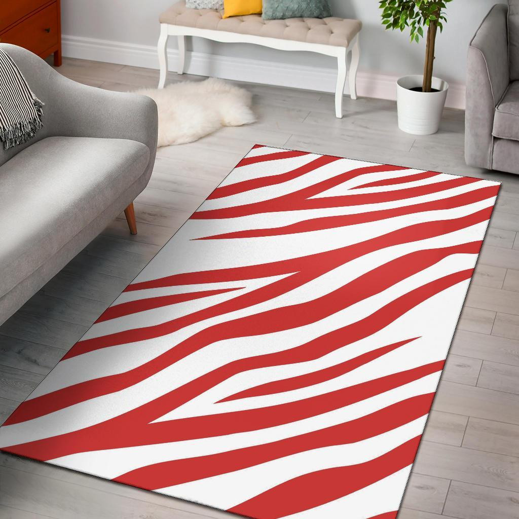 Red Zebra Pattern Area Rug Chrismas Gift - Indoor Outdoor Rugs