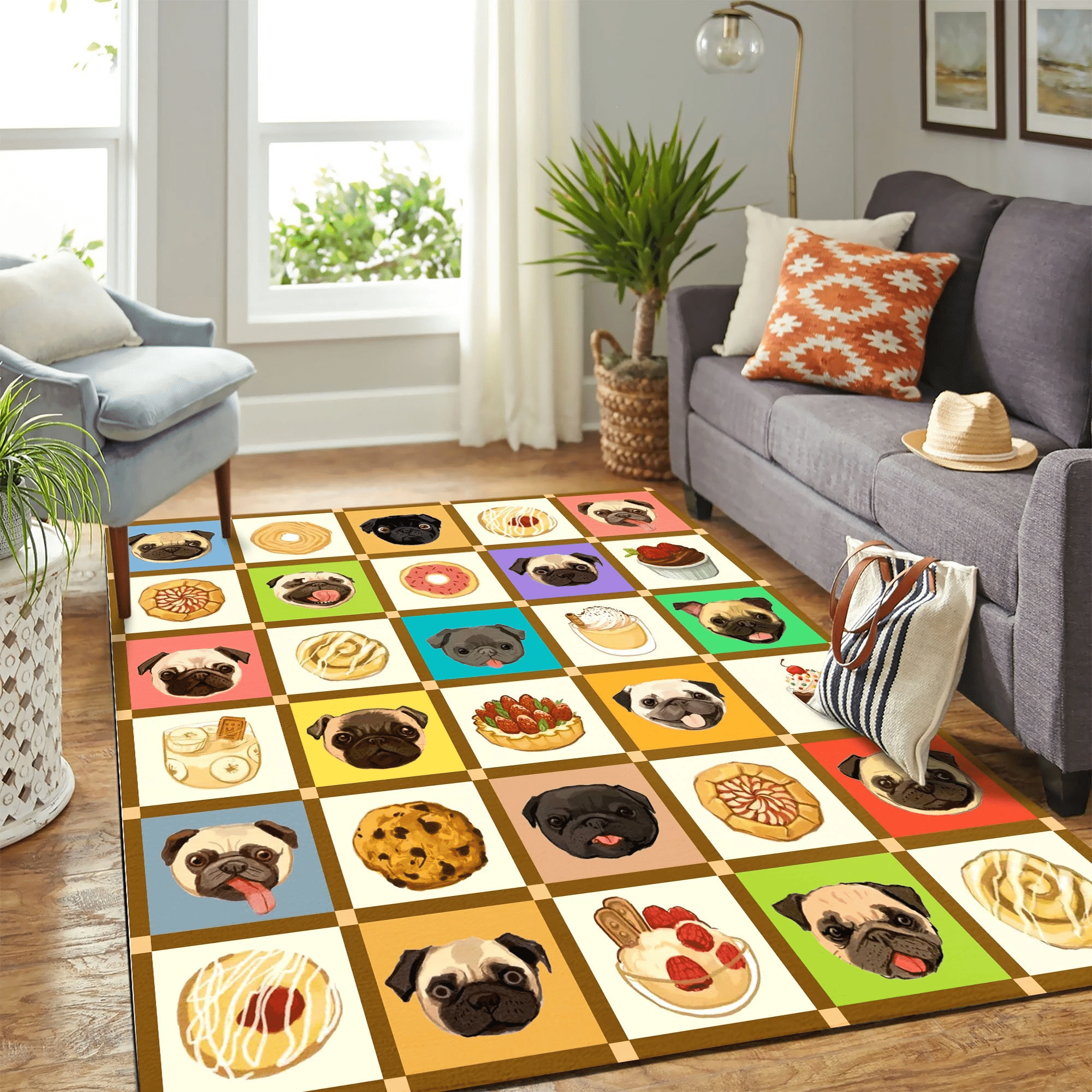 Cute Pug Food Mk Carpet Area Rug Chrismas Gift - Indoor Outdoor Rugs