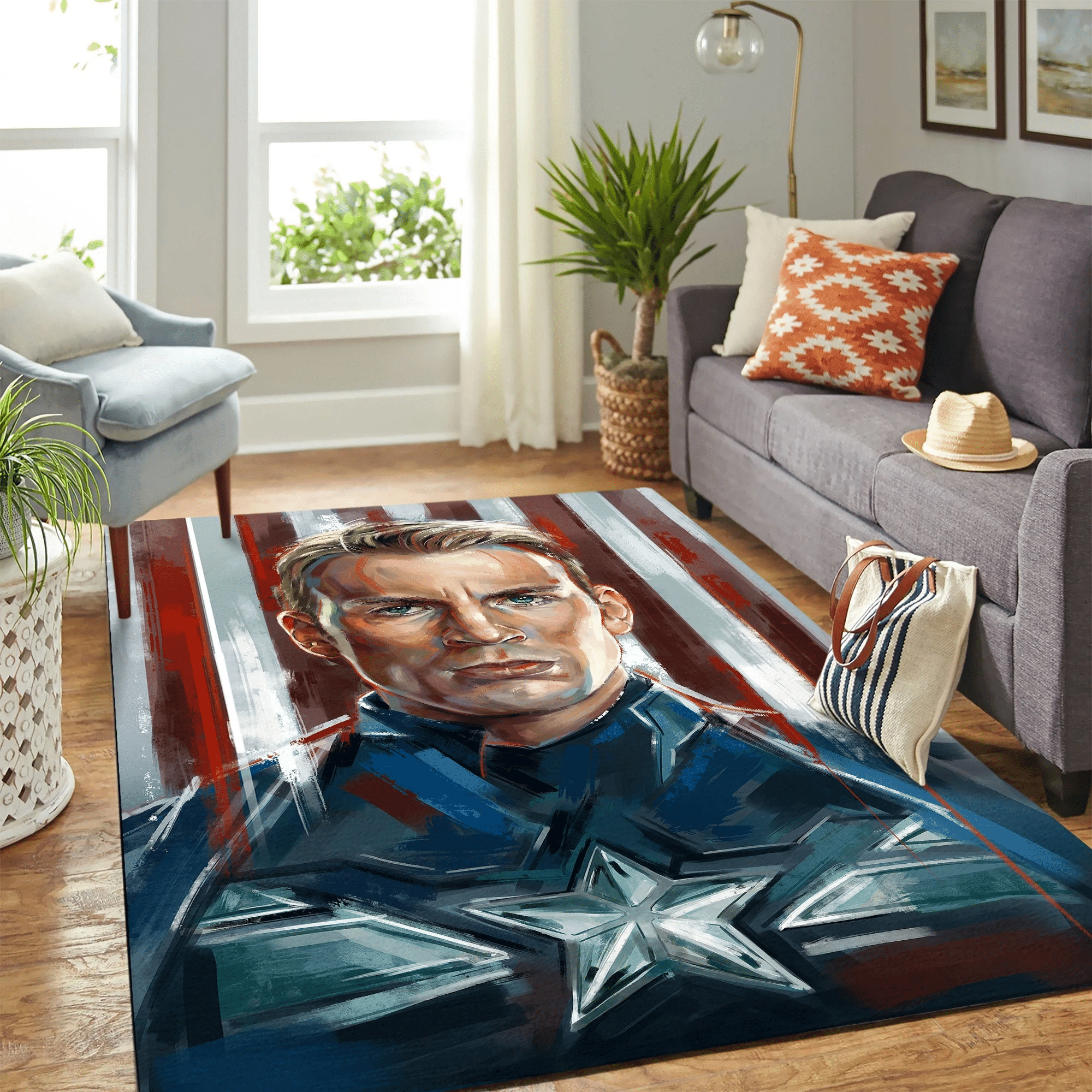 Captain America Carpet Area Rug Chrismas Gift - Indoor Outdoor Rugs