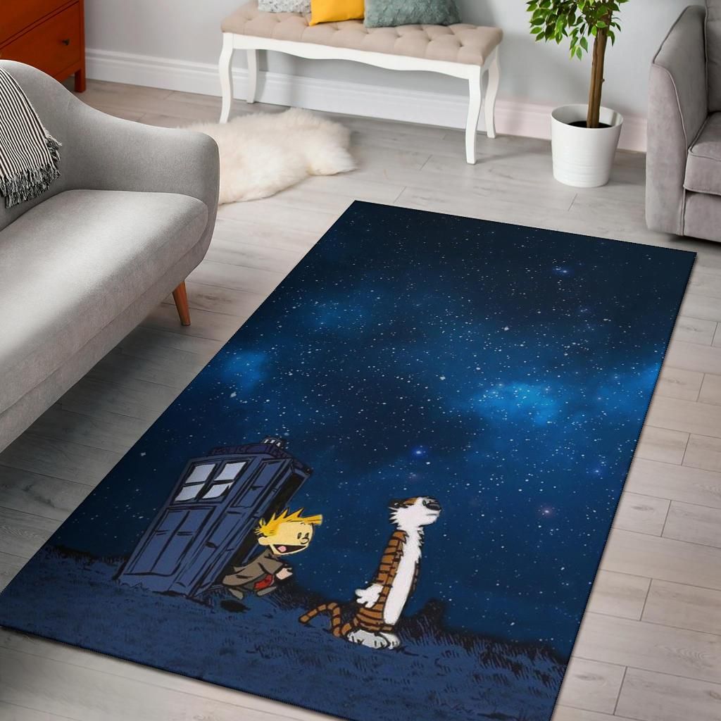 Calvin And Hobbes Doctor Who Area Rug Chrismas Gift - Indoor Outdoor Rugs