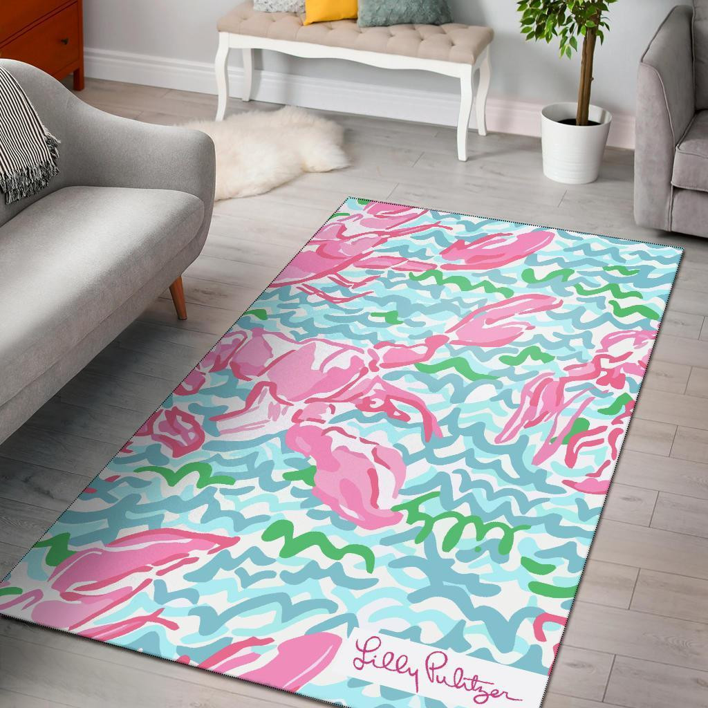 Lobstah Roll Lilly Pulitzer Area Rug Chrismas Gift - Indoor Outdoor Rugs