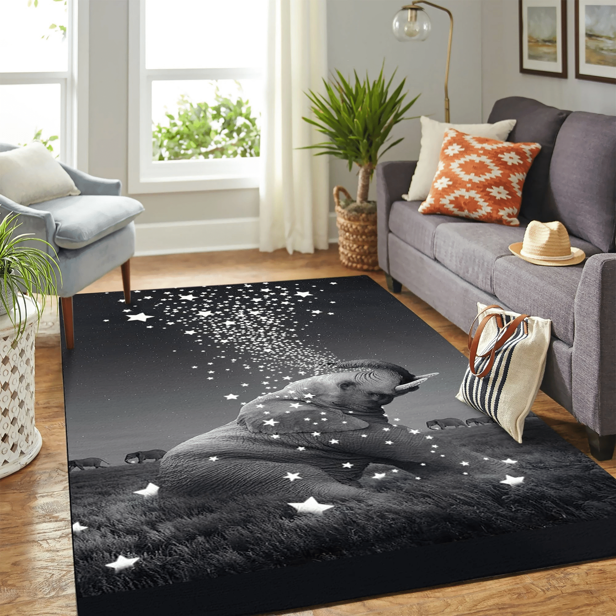 Elephant Star Carpet Floor Area Rug Chrismas Gift - Indoor Outdoor Rugs