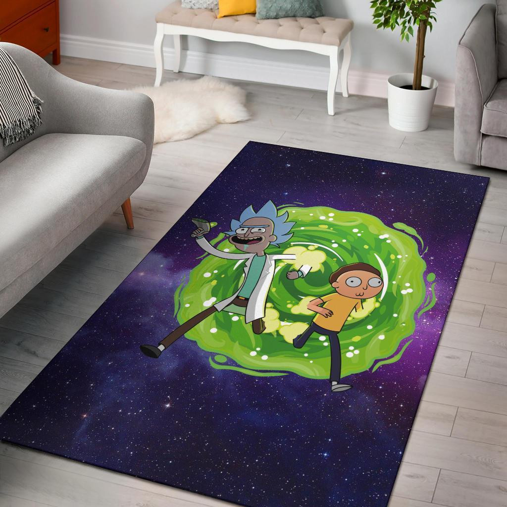 Rick Morty Galaxy Area Rug Chrismas Gift - Indoor Outdoor Rugs