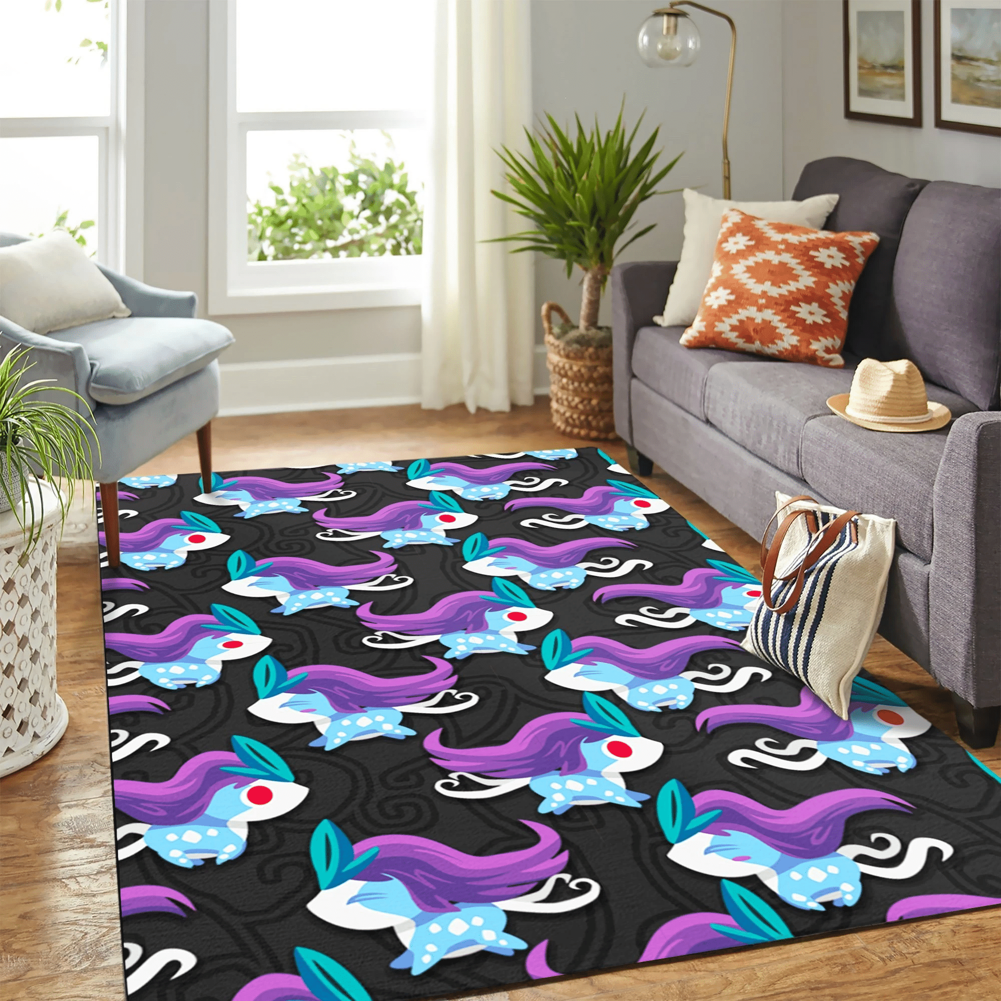 Suicune Pokemon Pattern Carpet Floor Area Rug Chrismas Gift - Indoor Outdoor Rugs