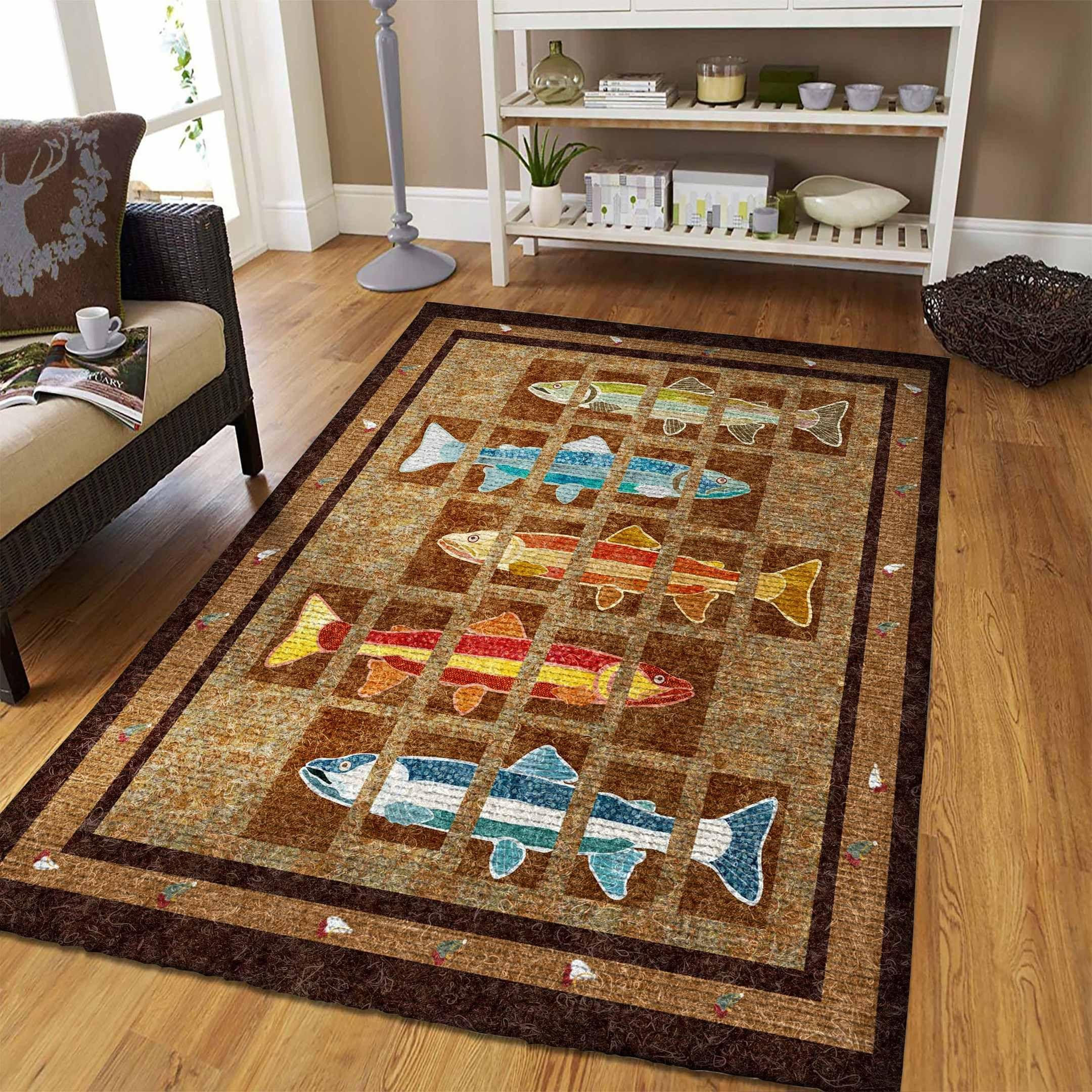 Trout Fishing Rug Chrismas Gift - Indoor Outdoor Rugs