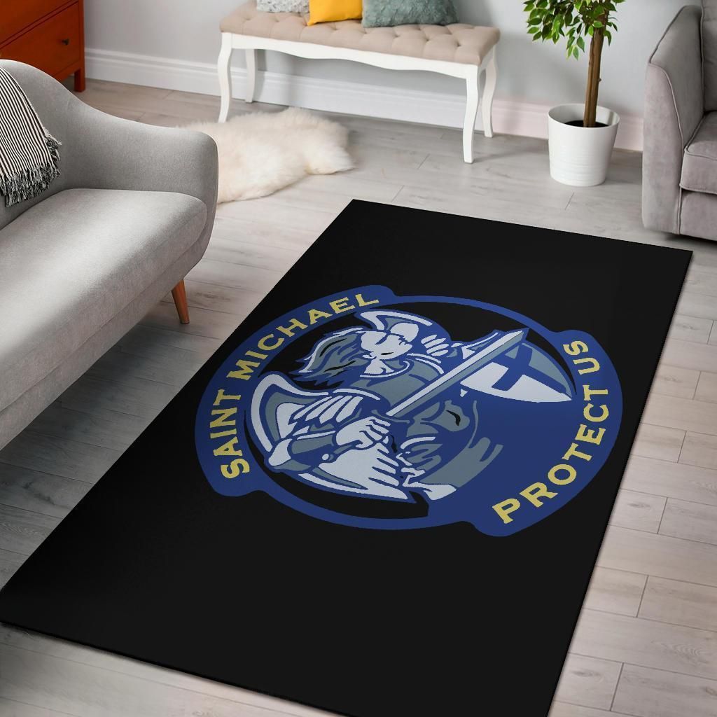 Saint Michael Protect Us Area Rug Chrismas Gift - Indoor Outdoor Rugs