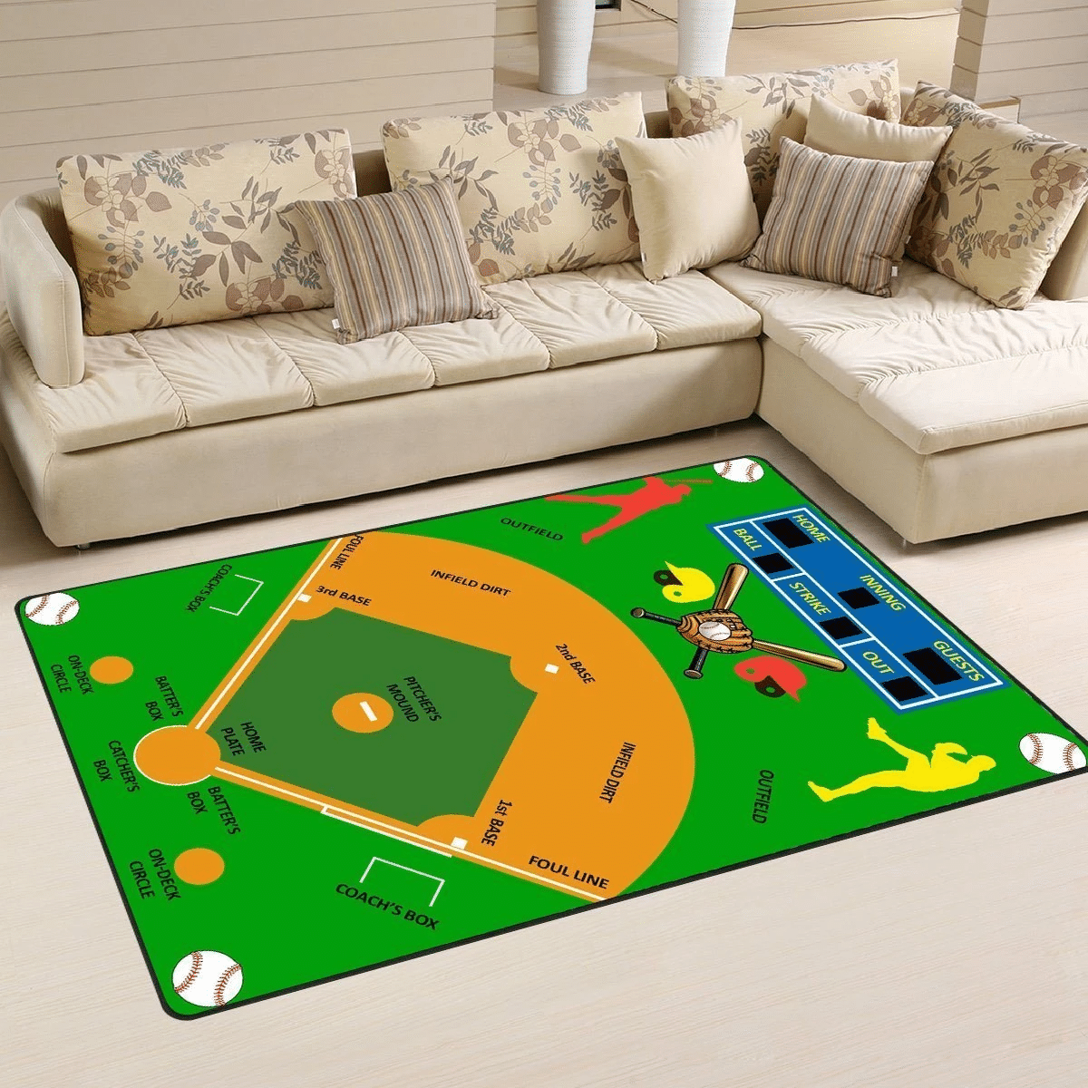 Baseball Area Rug Chrismas Gift - Indoor Outdoor Rugs