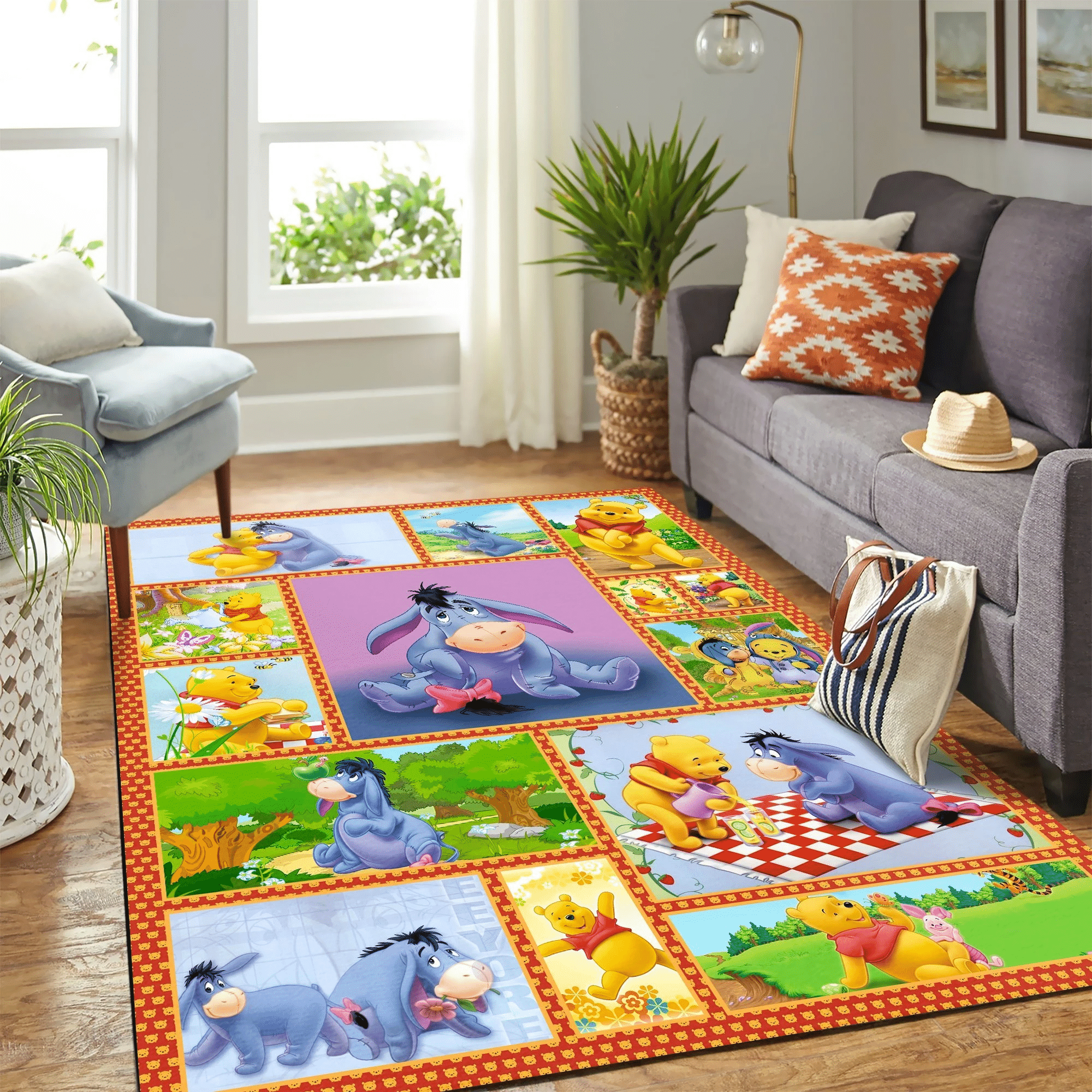 Pooh And Eeyore Carpet Floor Area Rug Chrismas Gift - Indoor Outdoor Rugs