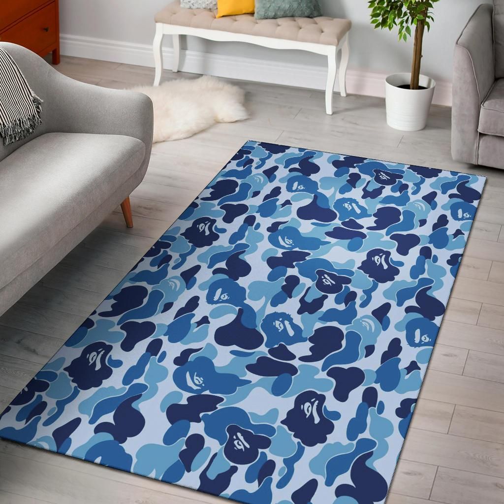 Blue Camo Camouflage Area Rug Chrismas Gift - Indoor Outdoor Rugs