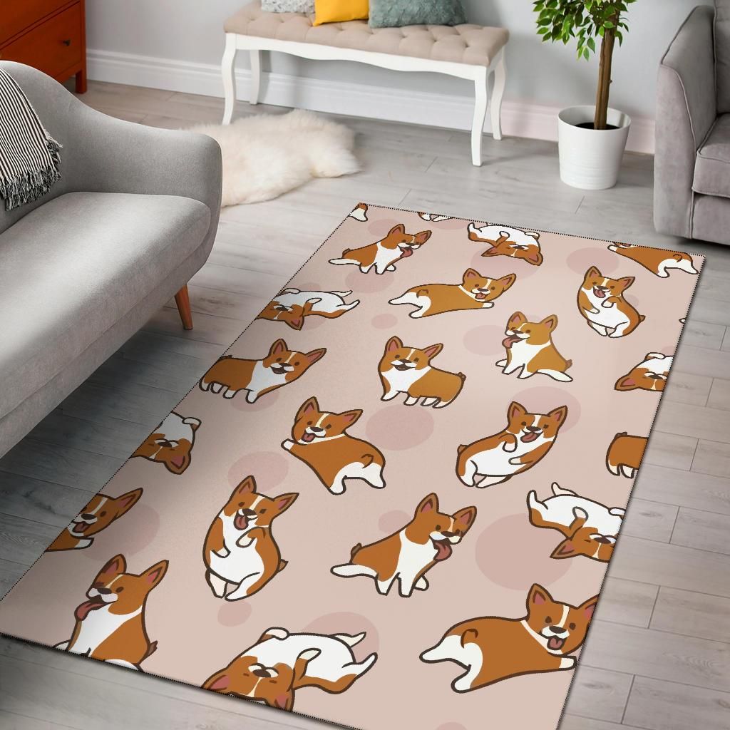 Corgis Pattern Dog Area Rug Chrismas Gift - Indoor Outdoor Rugs