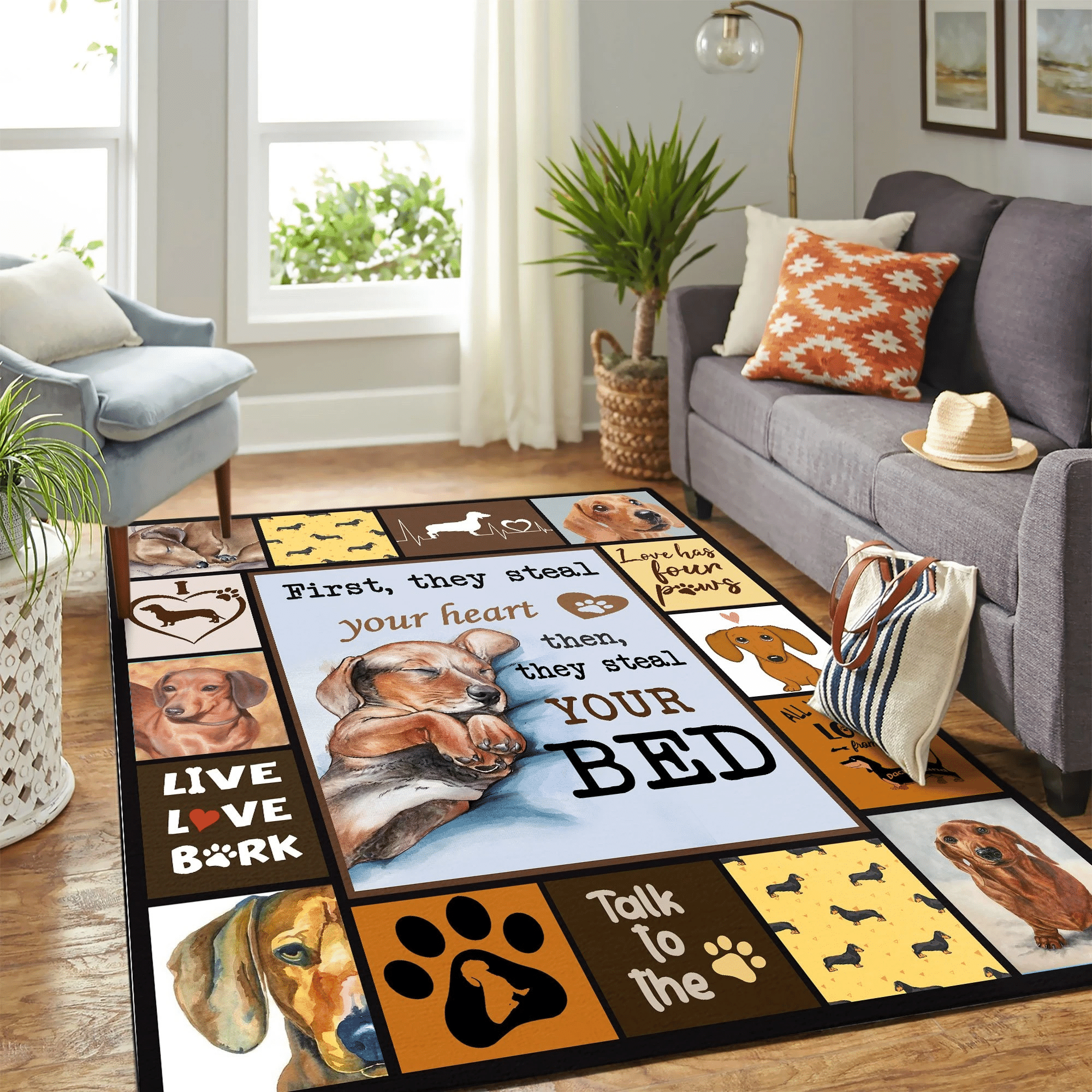 Quilt Dachshund Mk Carpet Area Rug Chrismas Gift - Indoor Outdoor Rugs