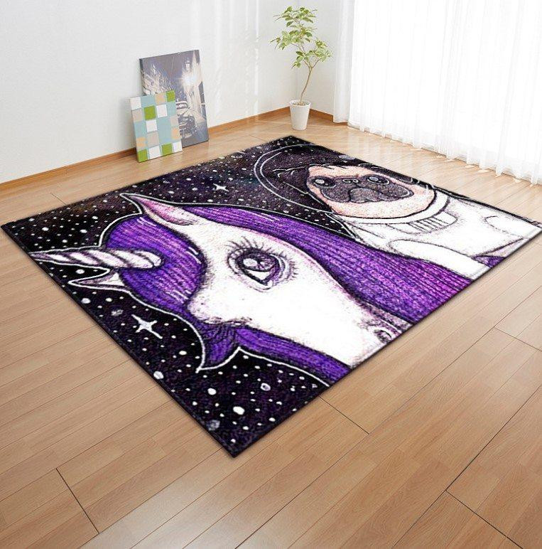 Unicorn Pug Rug Chrismas Gift - Indoor Outdoor Rugs