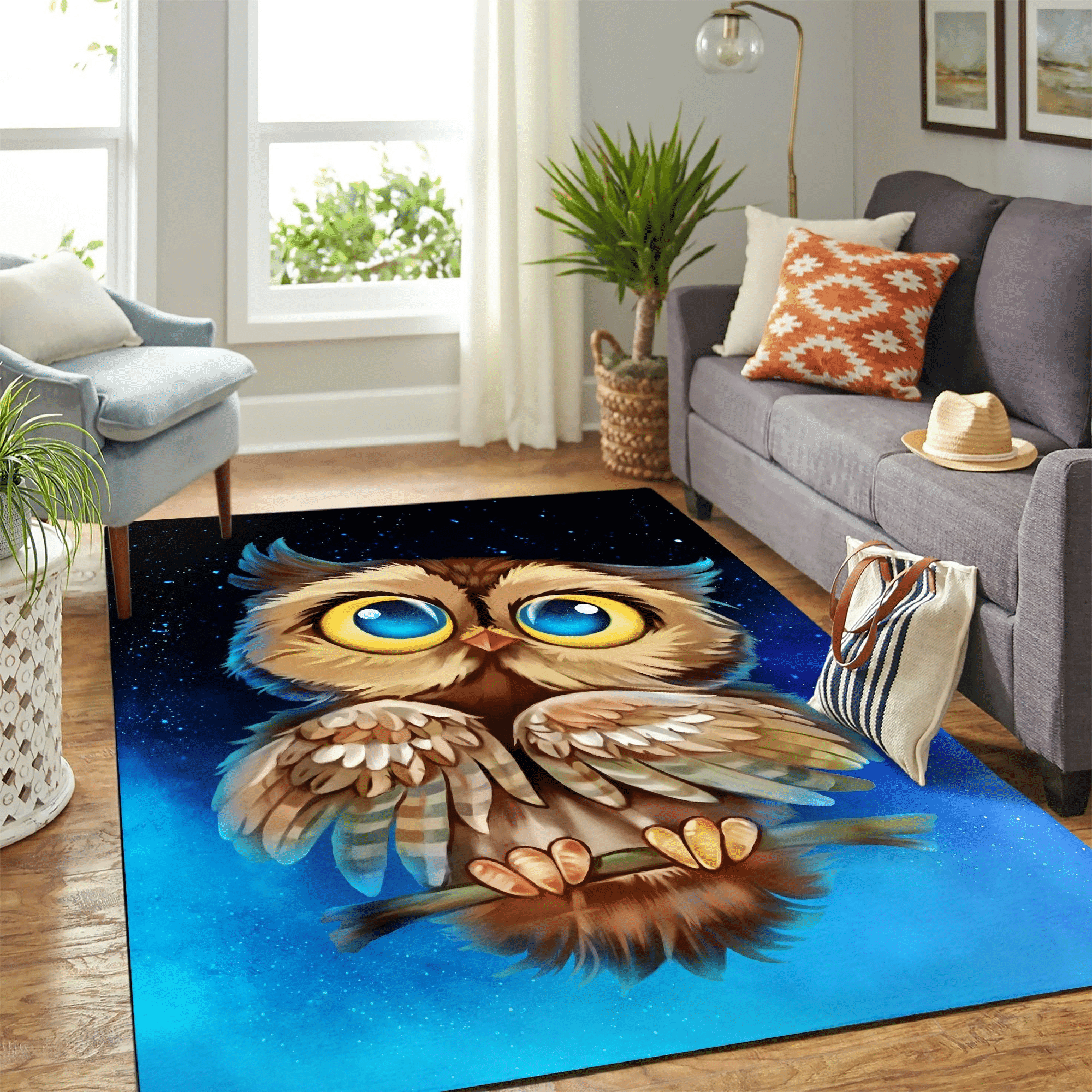 Owl Night Cute Carpet Floor Area Rug Chrismas Gift - Indoor Outdoor Rugs