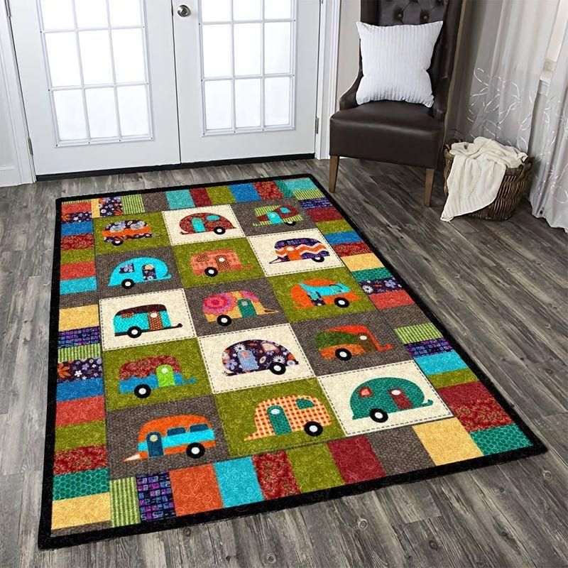 Colorful Caravan Camping Rectangle Rug Chrismas Gift - Indoor Outdoor Rugs