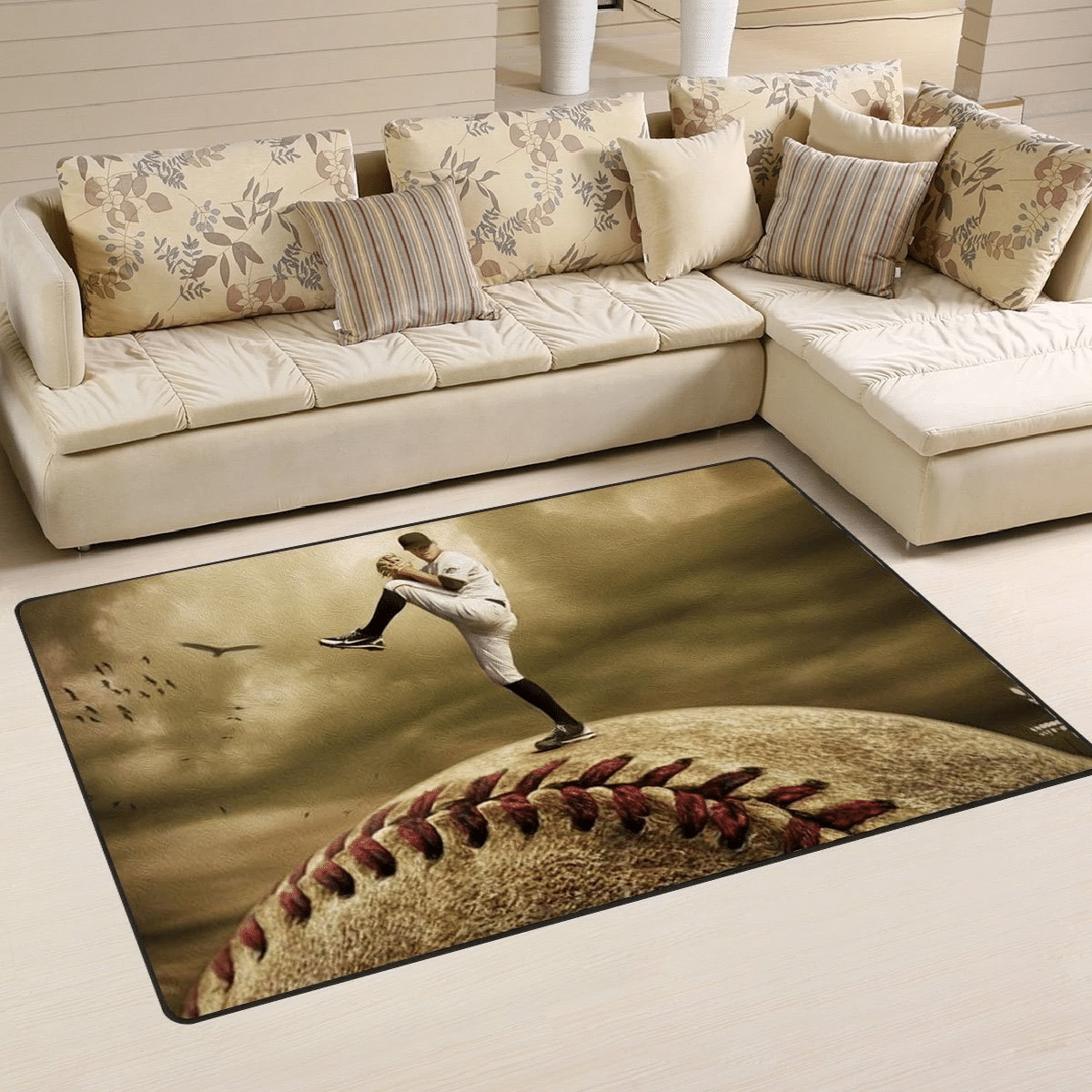 Baseball Area Rug Chrismas Gift - Indoor Outdoor Rugs