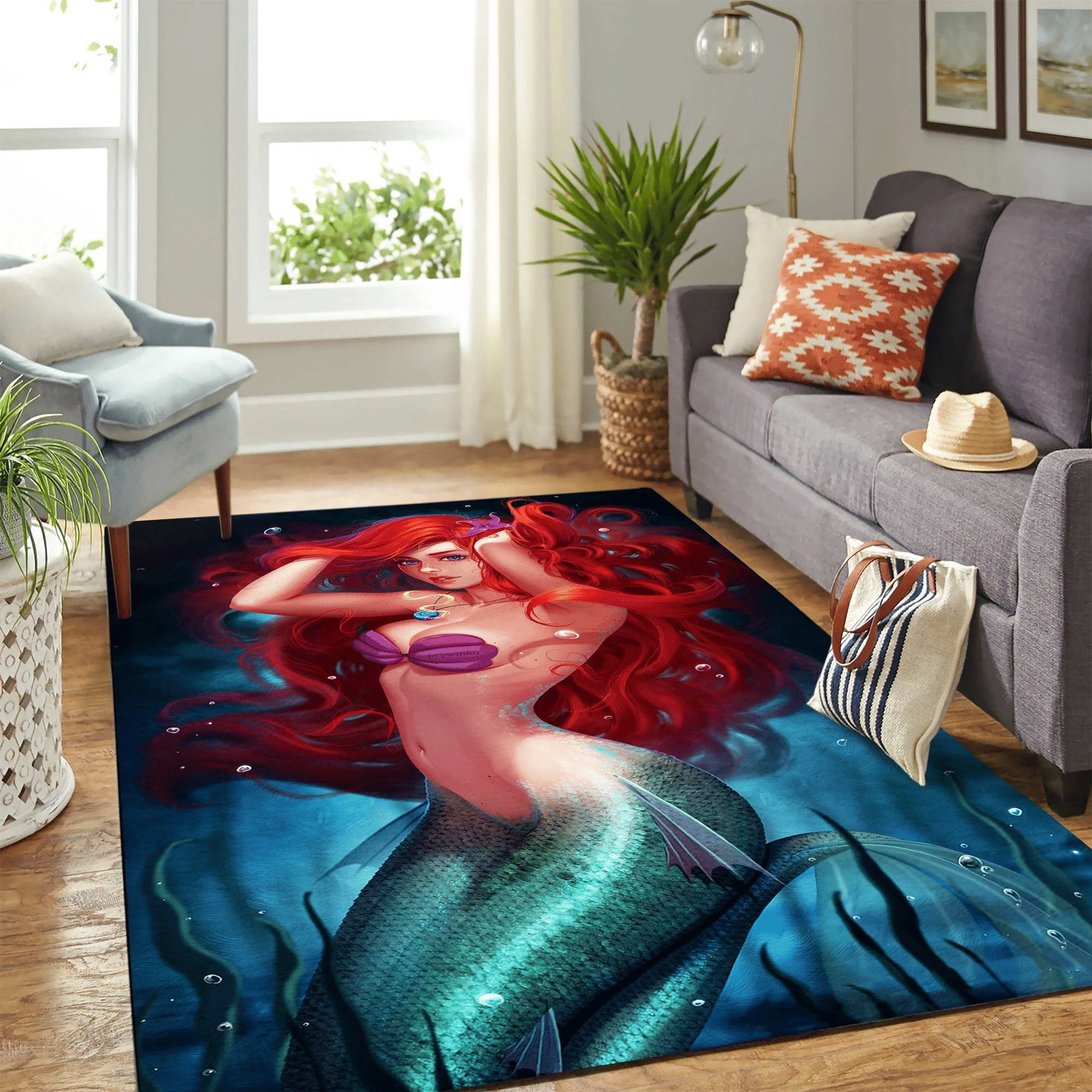 Mermaid Carpet Floor Area Rug Chrismas Gift - Indoor Outdoor Rugs