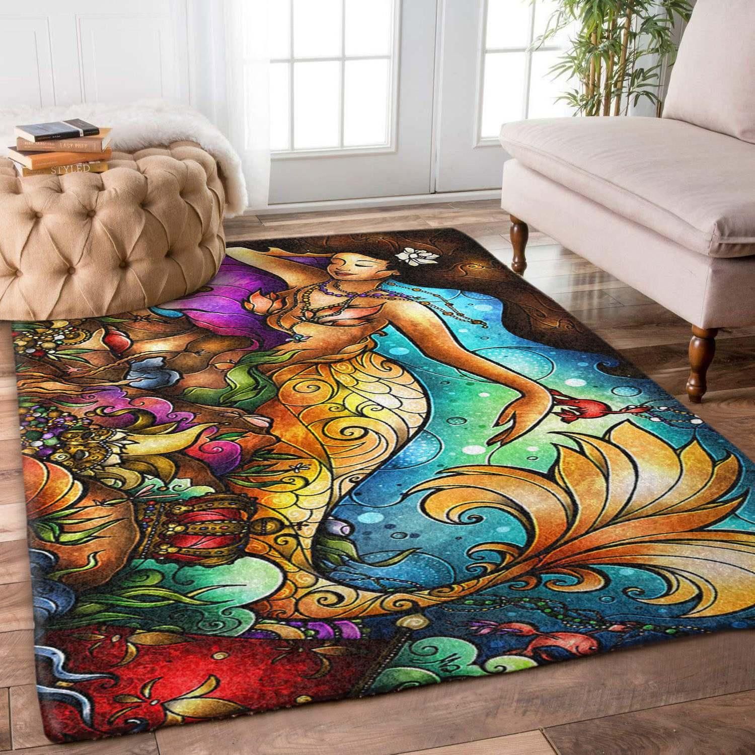 Mermaid Rug Chrismas Gift - Indoor Outdoor Rugs