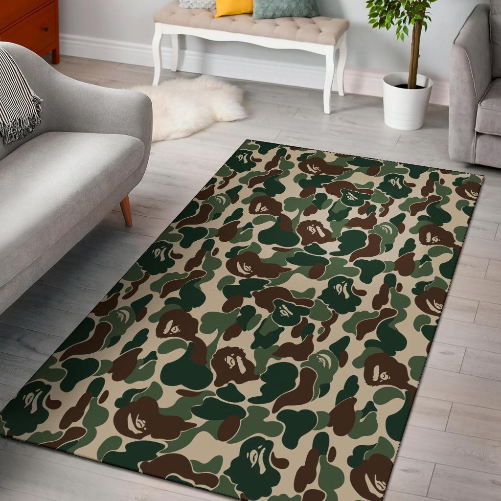 Green Camo Camouflage Area Rug Chrismas Gift - Indoor Outdoor Rugs