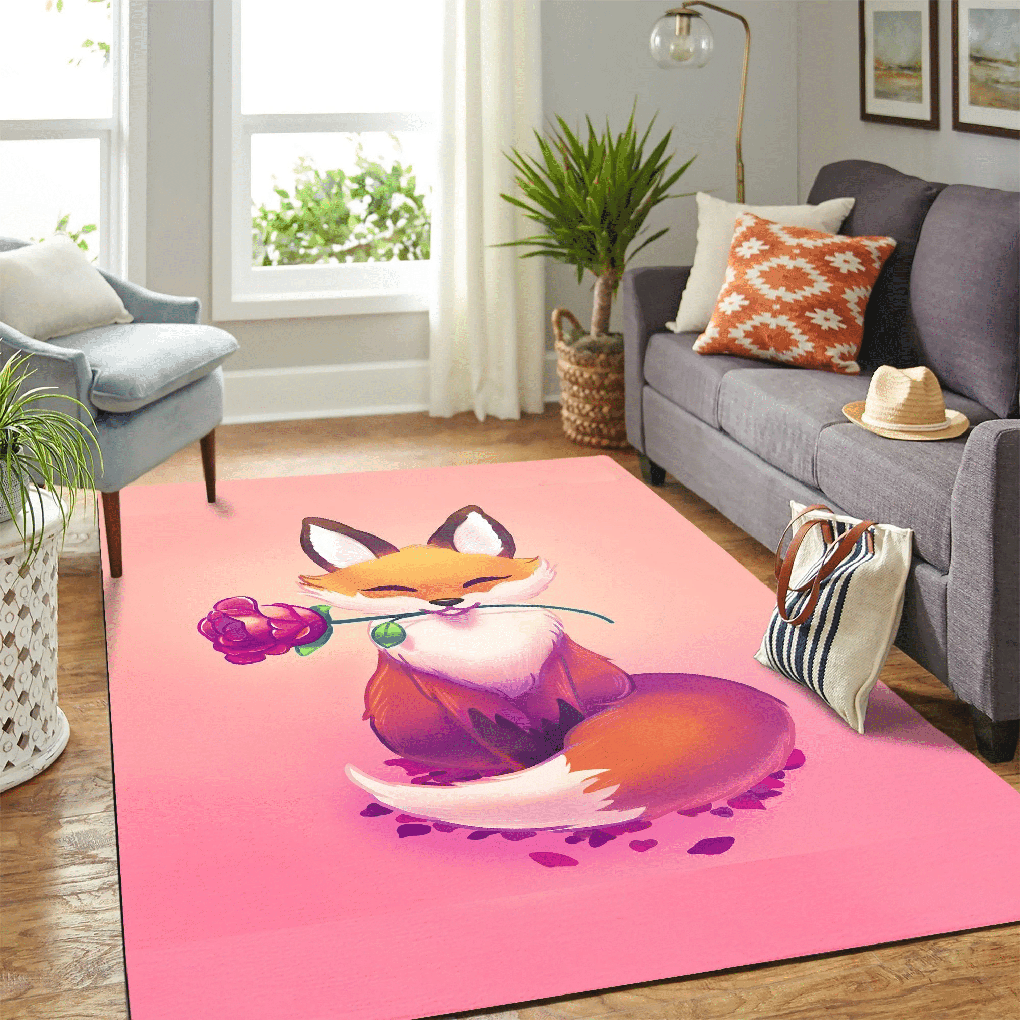 Cute Fox Carpet Floor Area Rug Chrismas Gift - Indoor Outdoor Rugs