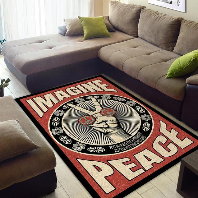 John Lennon Peace Imagine Area Rug Chrismas Gift - Indoor Outdoor Rugs