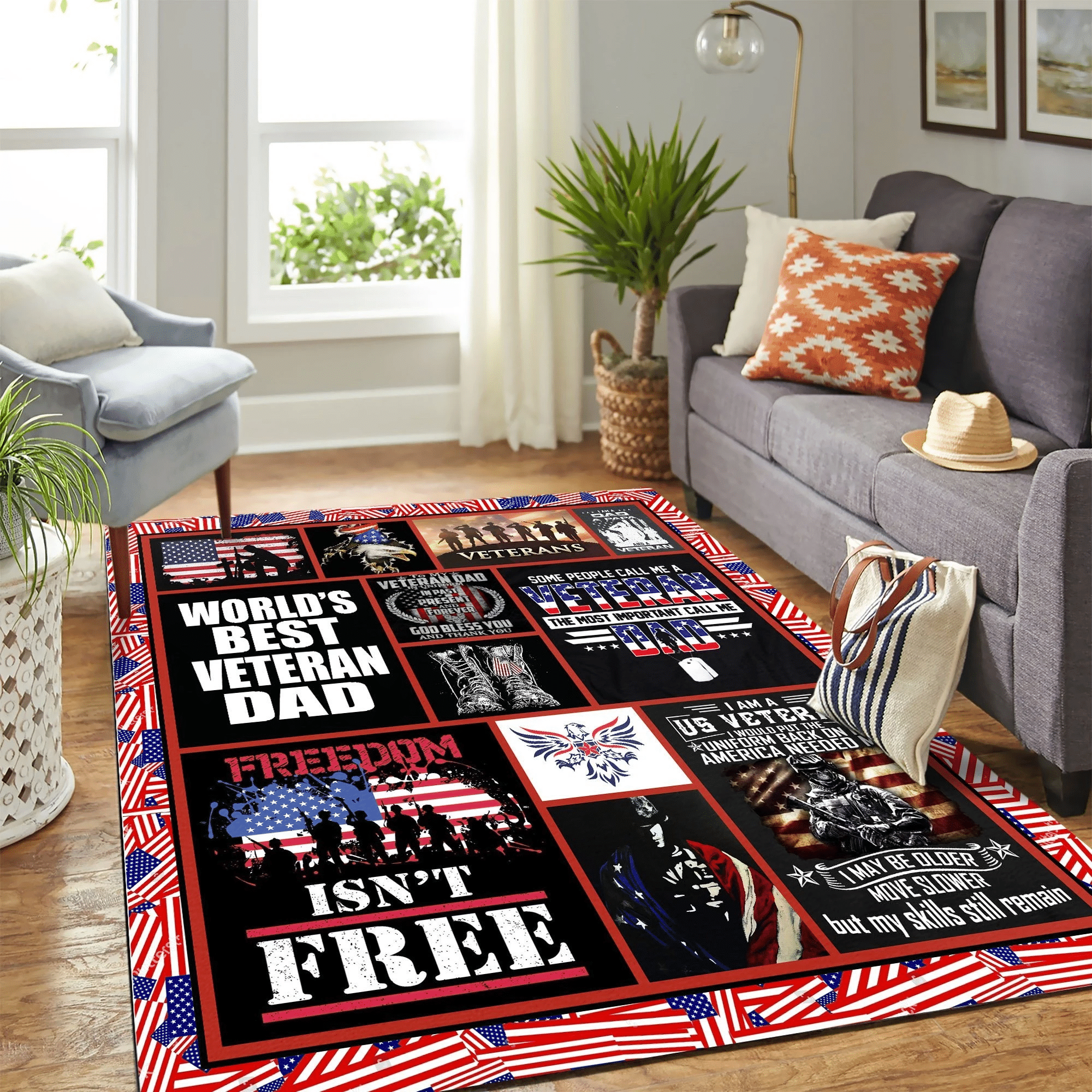 Veteran Army Us Quilt Mk Carpet Area Rug Chrismas Gift - Indoor Outdoor Rugs