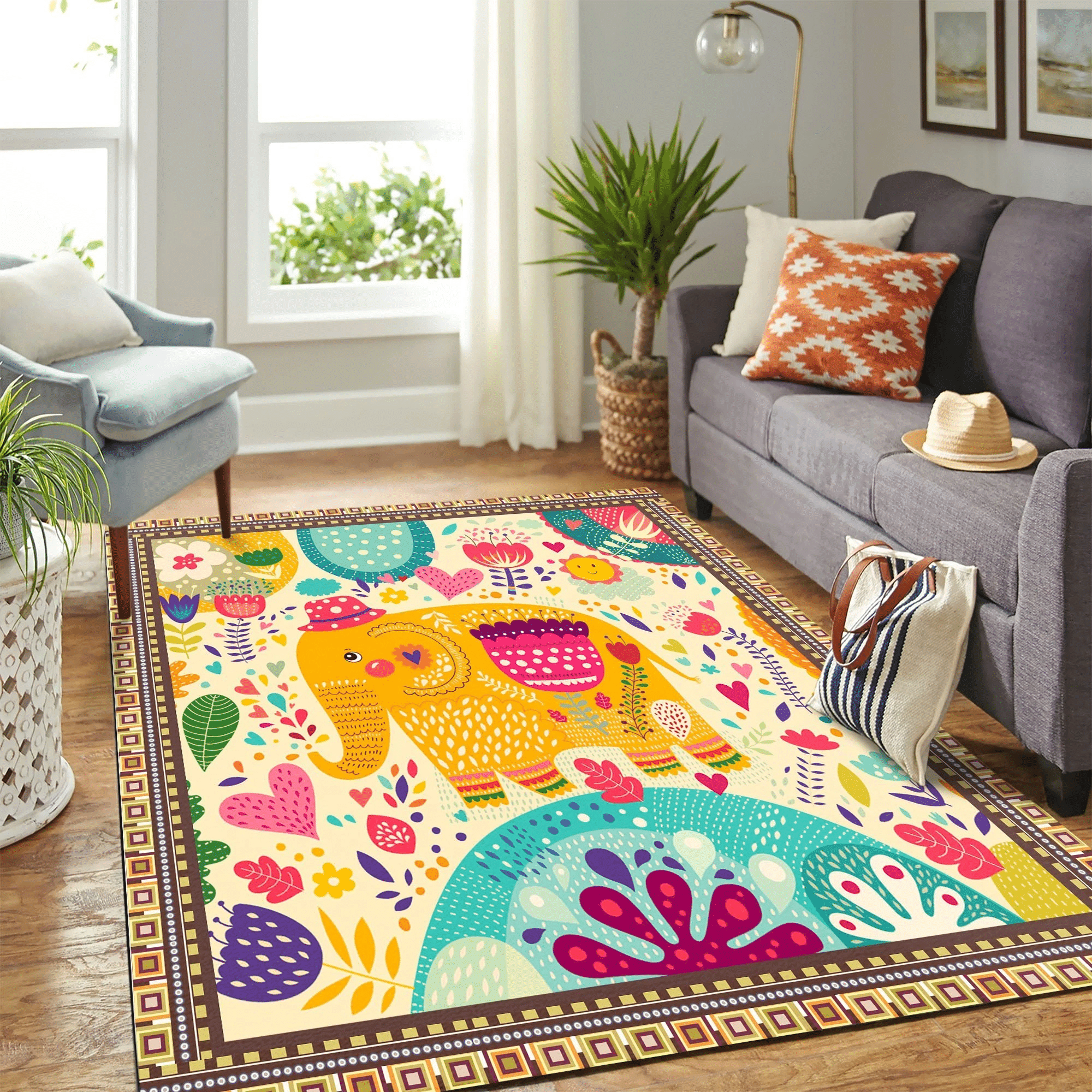 Elephant Art Mk Carpet Area Rug Chrismas Gift - Indoor Outdoor Rugs