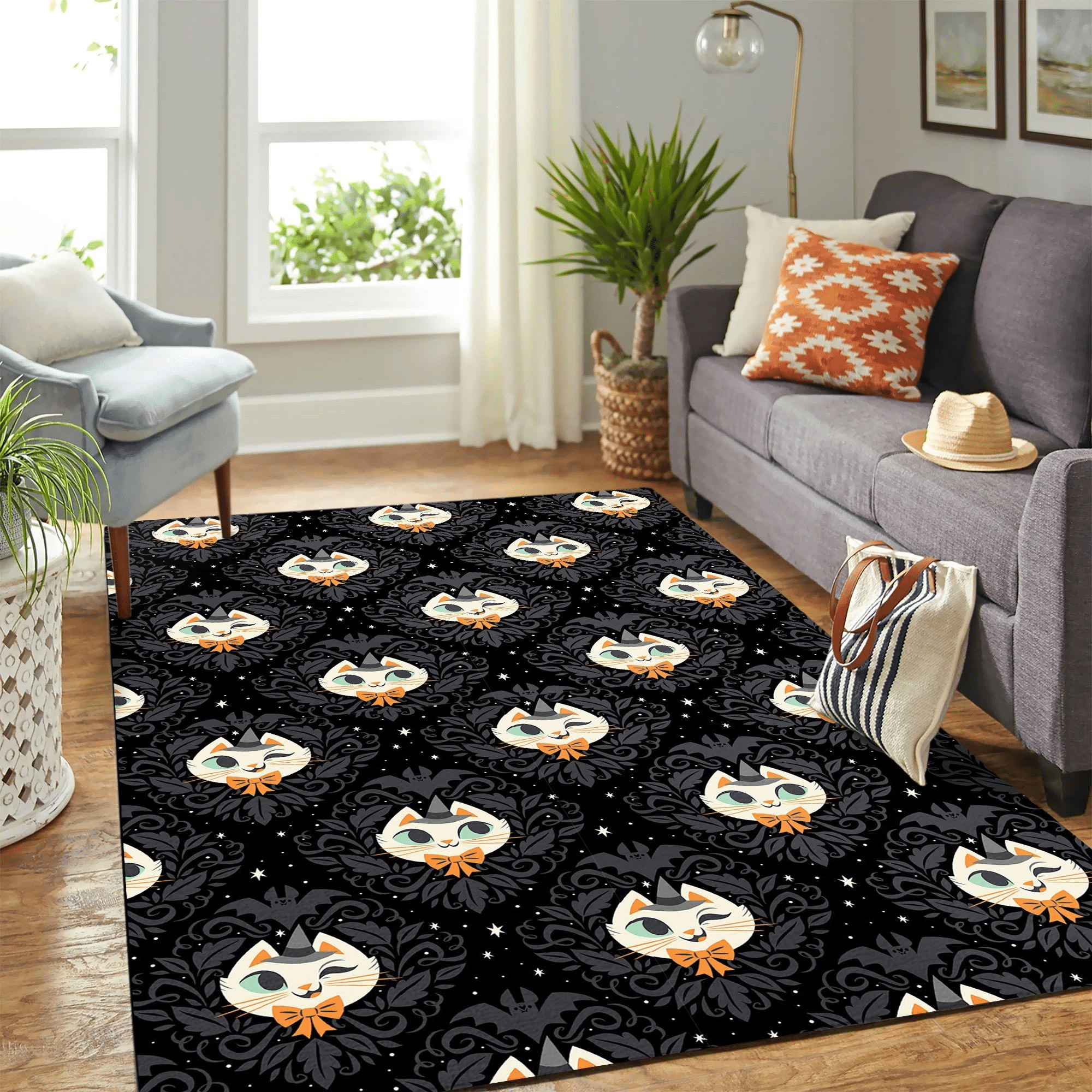 Cat Cartoon Face Carpet Rug Chrismas Gift - Indoor Outdoor Rugs