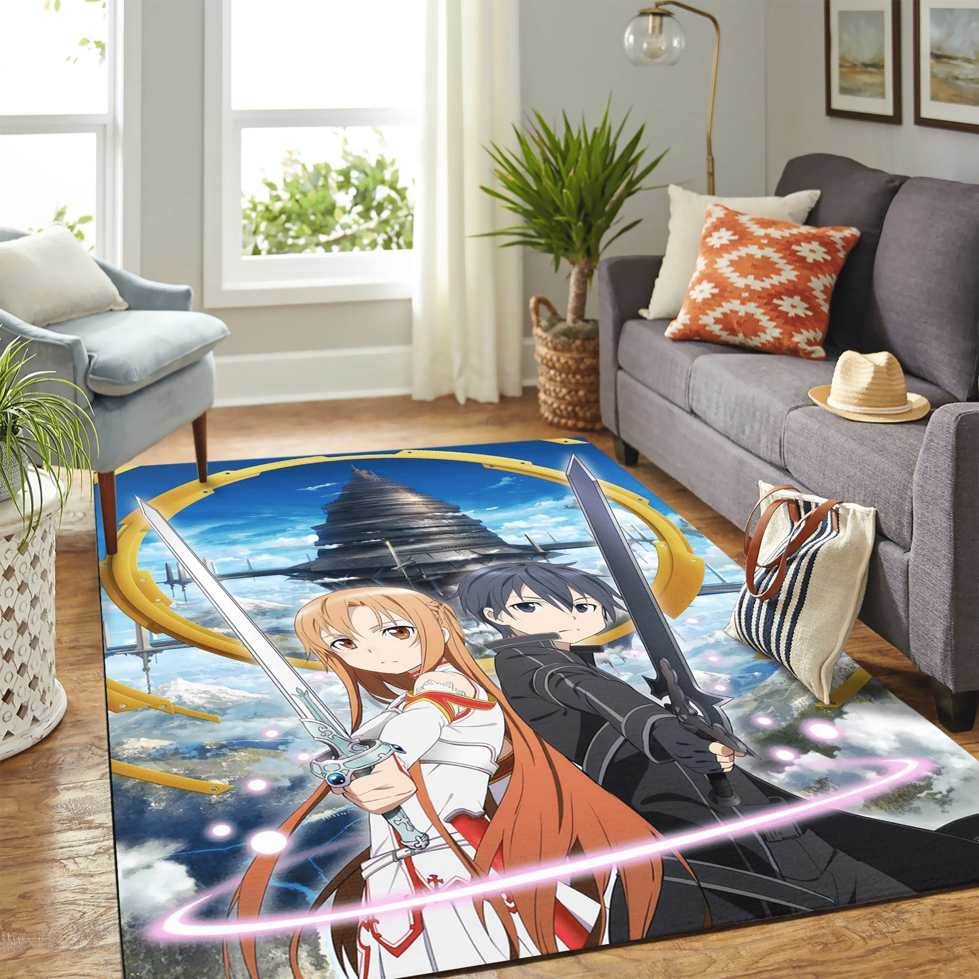 Sword Art Online Kirito Asuna Anime Carpet Floor Area Rug Chrismas Gift - Indoor Outdoor Rugs