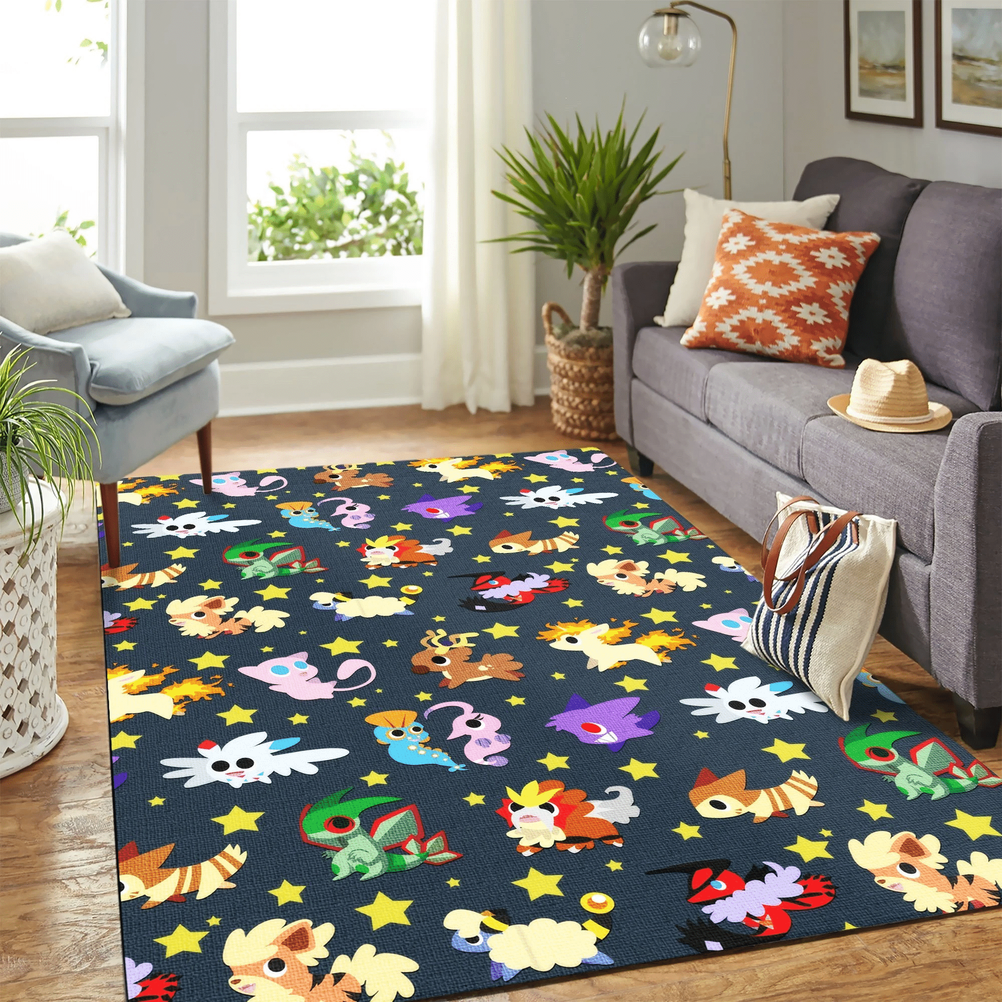 Pokemon Chibi Cute Dark Carpet Floor Area Rug Chrismas Gift - Indoor Outdoor Rugs