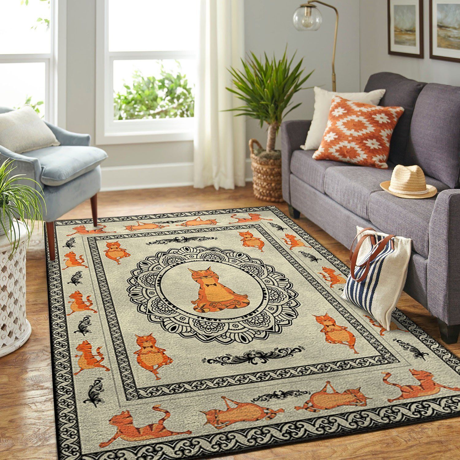 Cat Yoga Rug Chrismas Gift - Indoor Outdoor Rugs