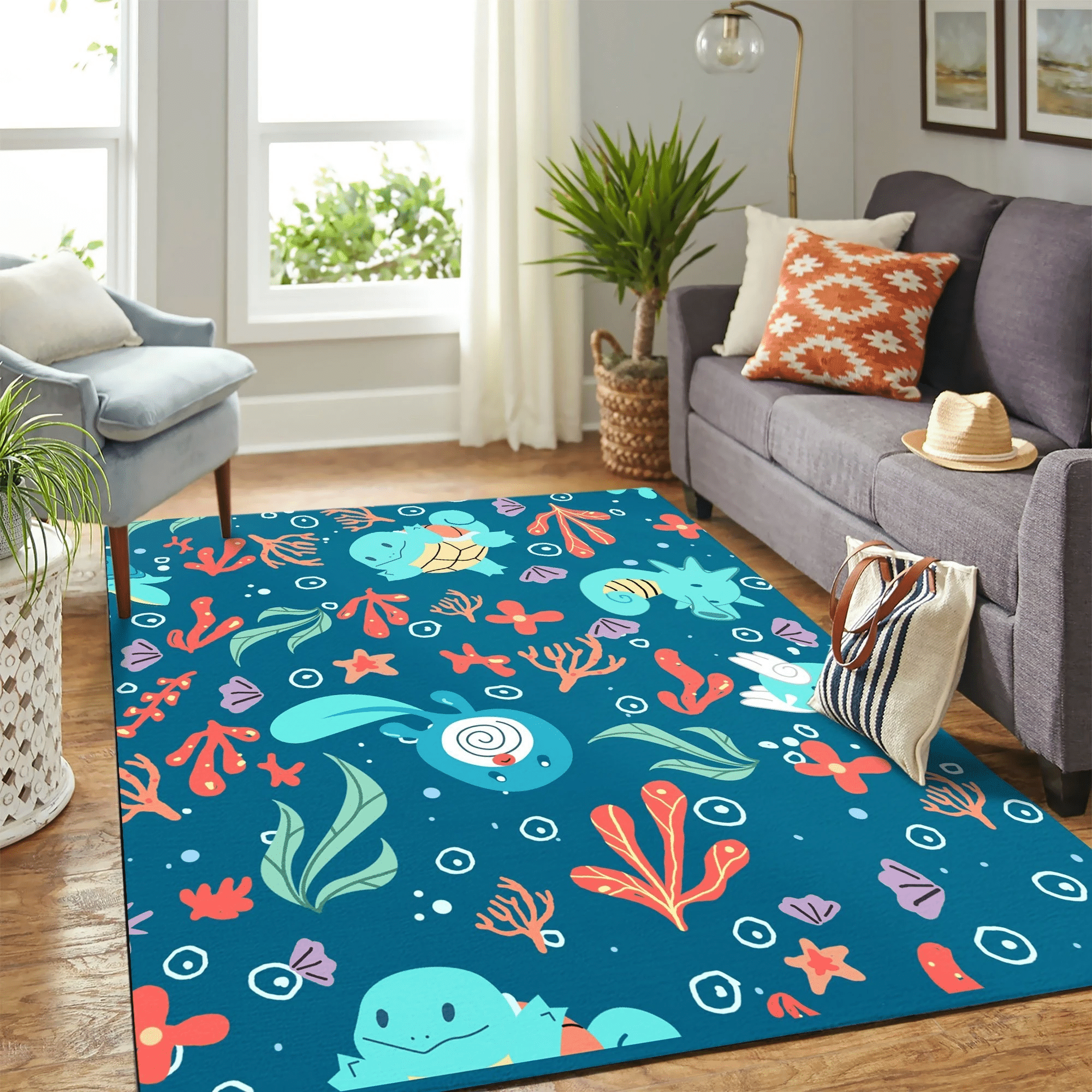 Pokemon Water Carpet Floor Area Rug Chrismas Gift - Indoor Outdoor Rugs