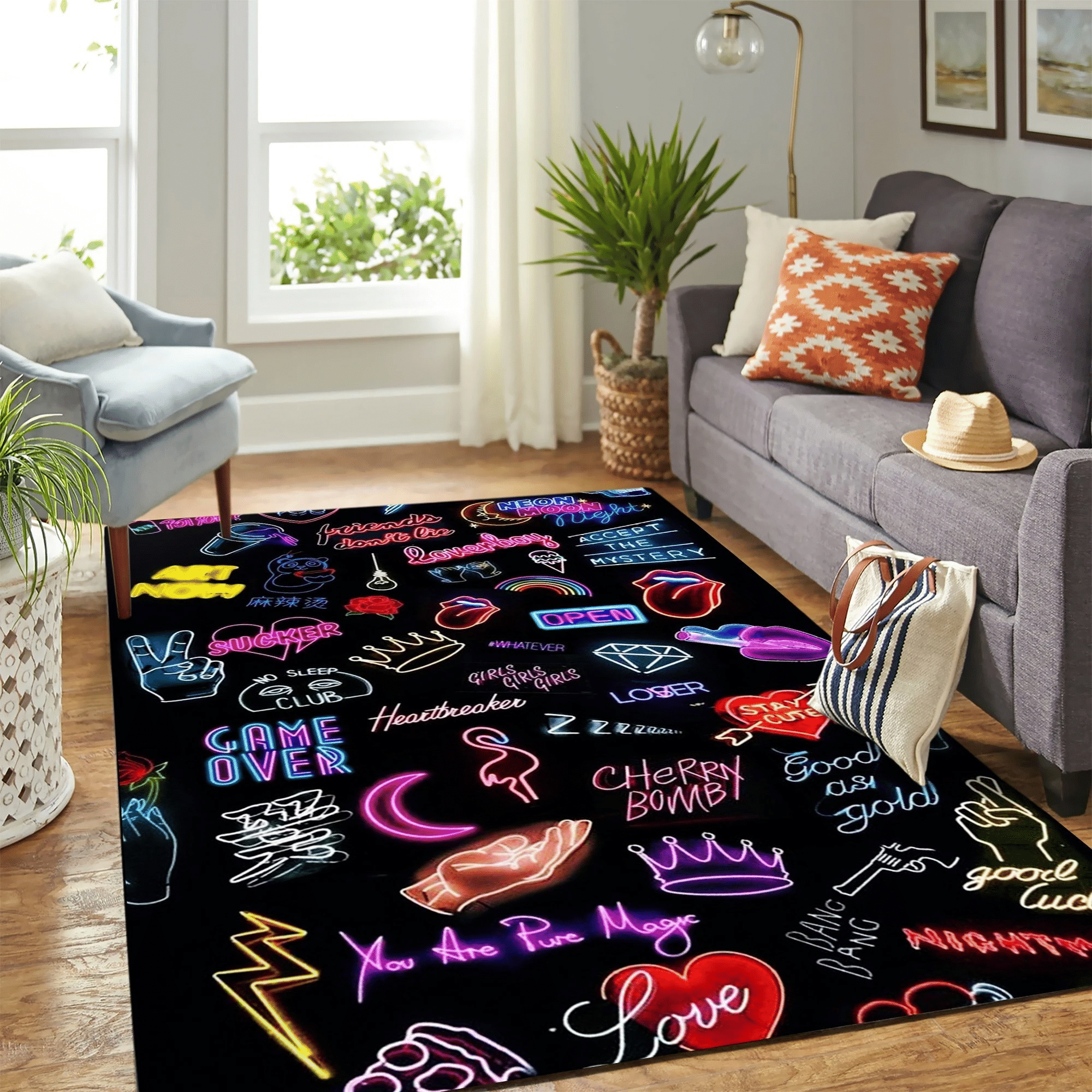 Neon Carpet Rug Chrismas Gift - Indoor Outdoor Rugs