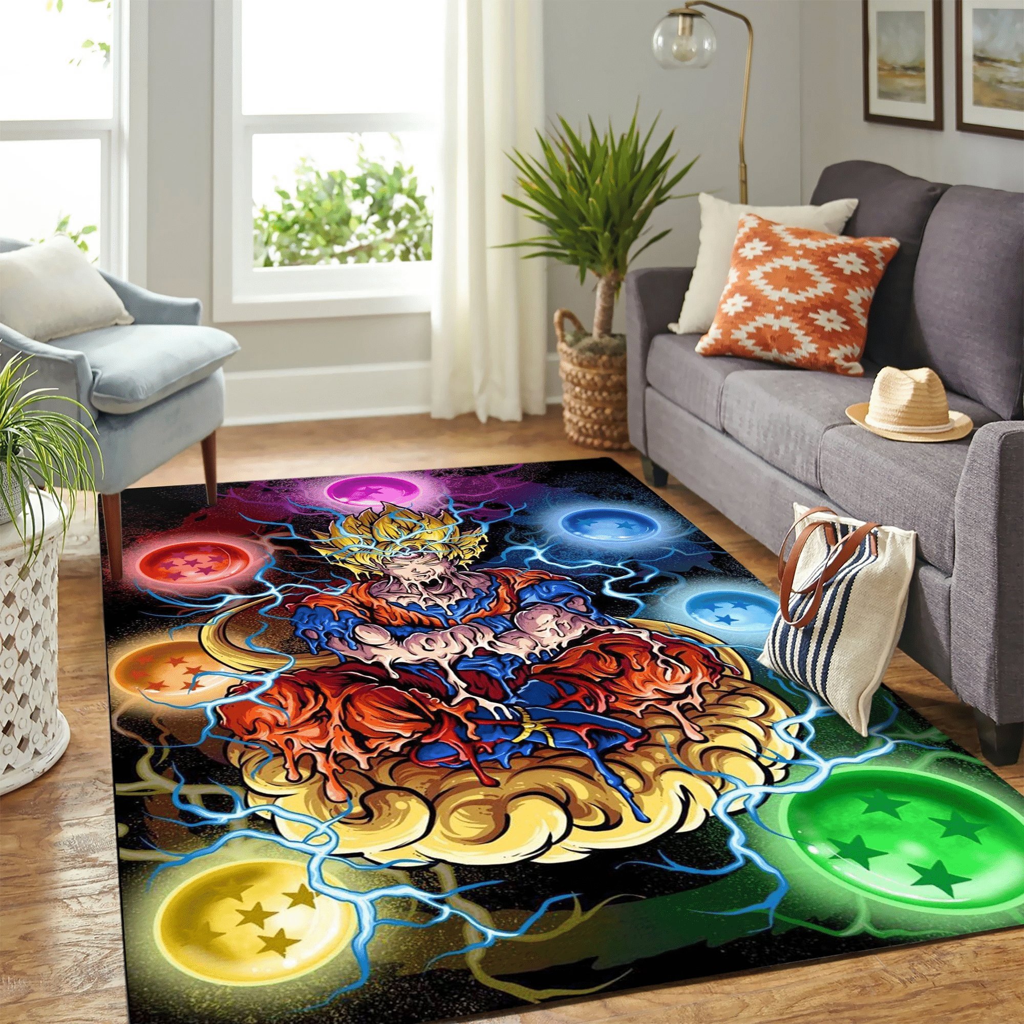 Goku Super Saiyan Art Carpet Floor Area Rug Chrismas Gift - Indoor Outdoor Rugs