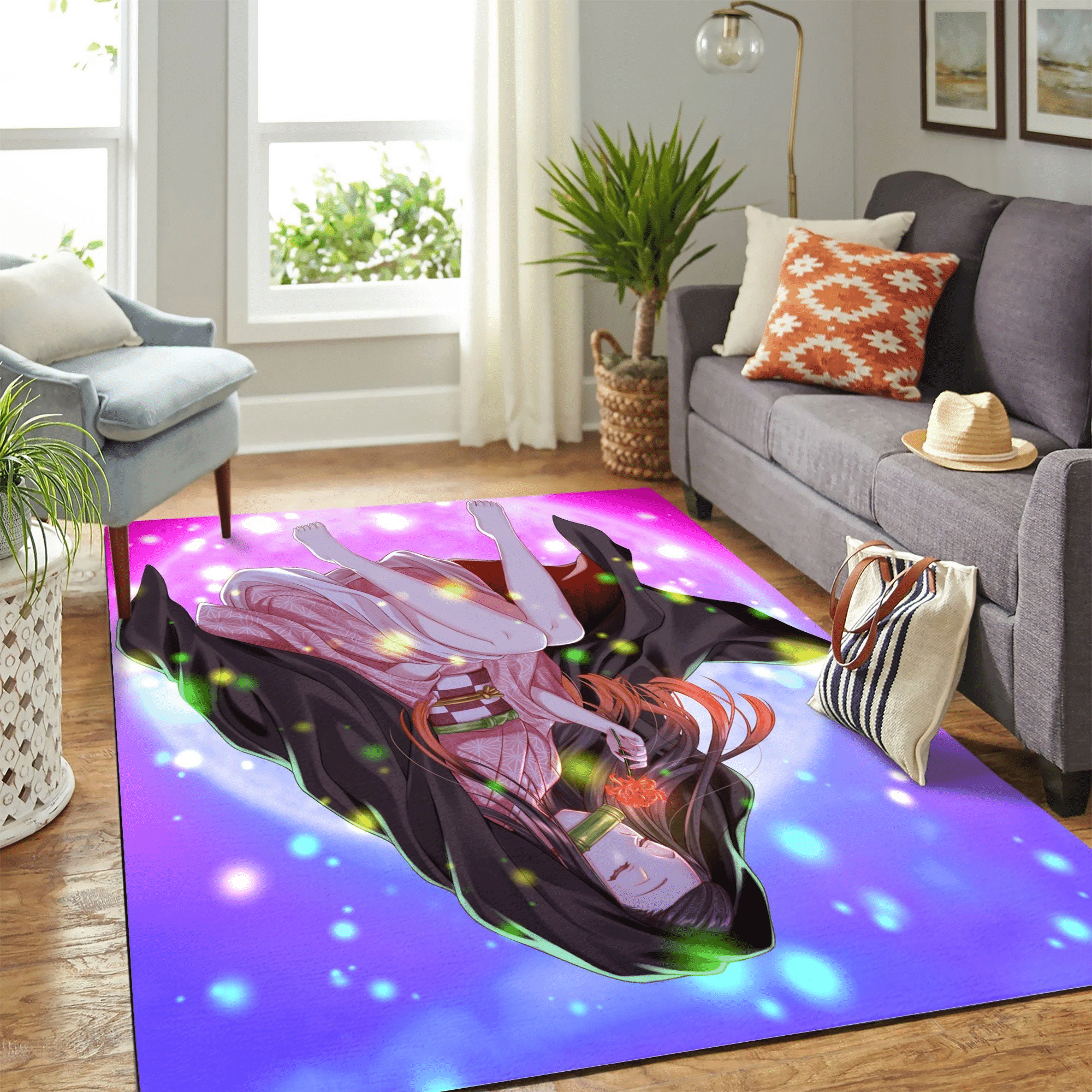 Kamado Nezuko Sleeping Carpet Floor Area Rug Chrismas Gift - Indoor Outdoor Rugs