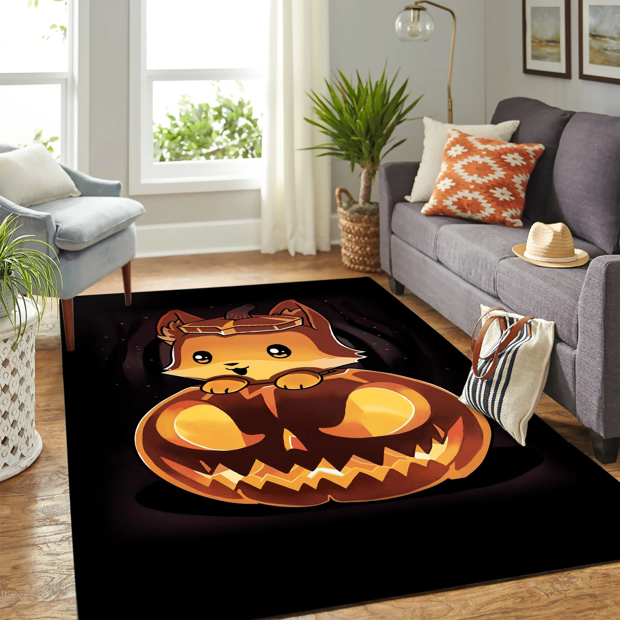 Fox Halloween Carpet Floor Area Rug Chrismas Gift - Indoor Outdoor Rugs