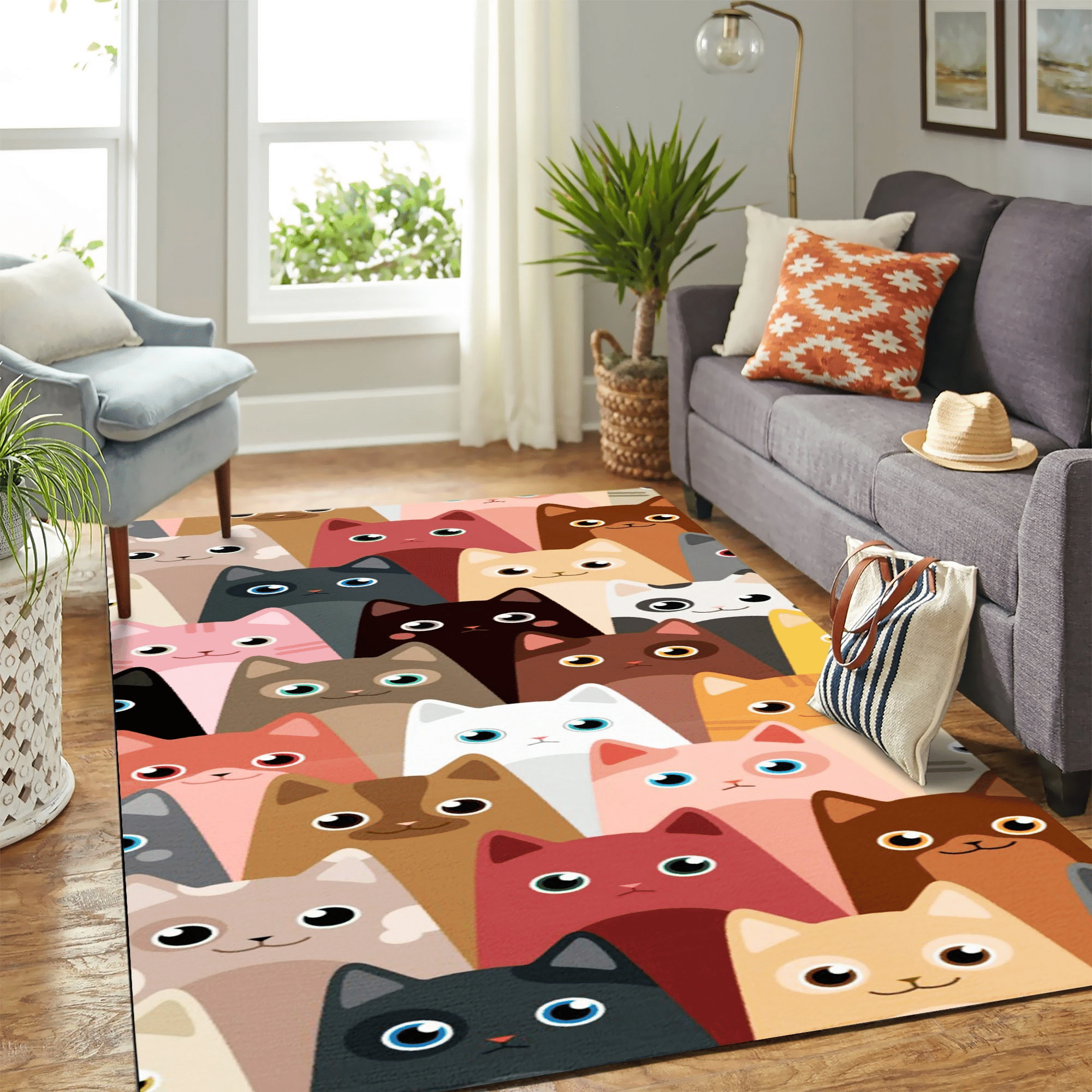 Cat Funny Carpet Rug Floor Area Rug Chrismas Gift - Indoor Outdoor Rugs